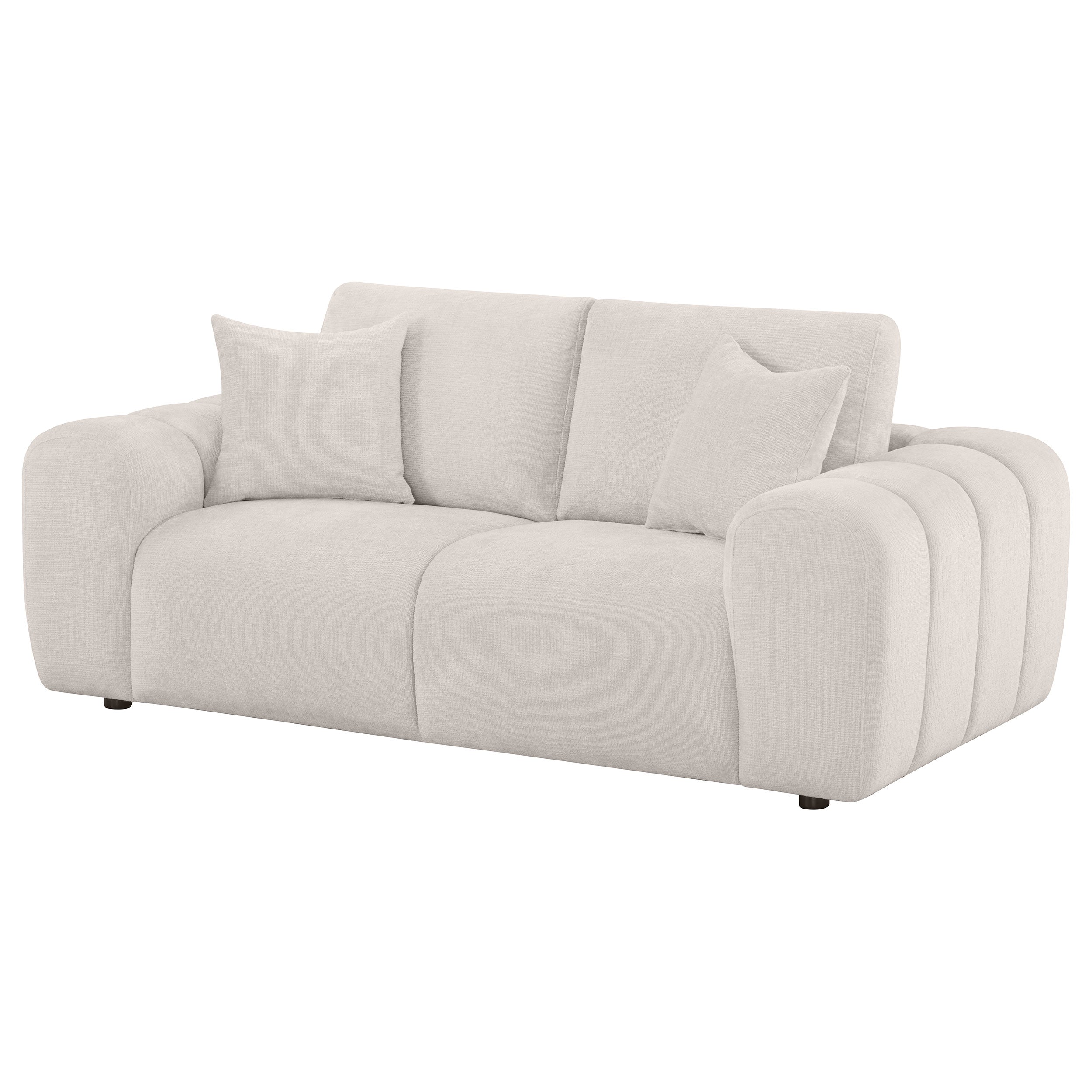 Burnett Chenille Upholstered Wide Arm Loveseat Ivory-
