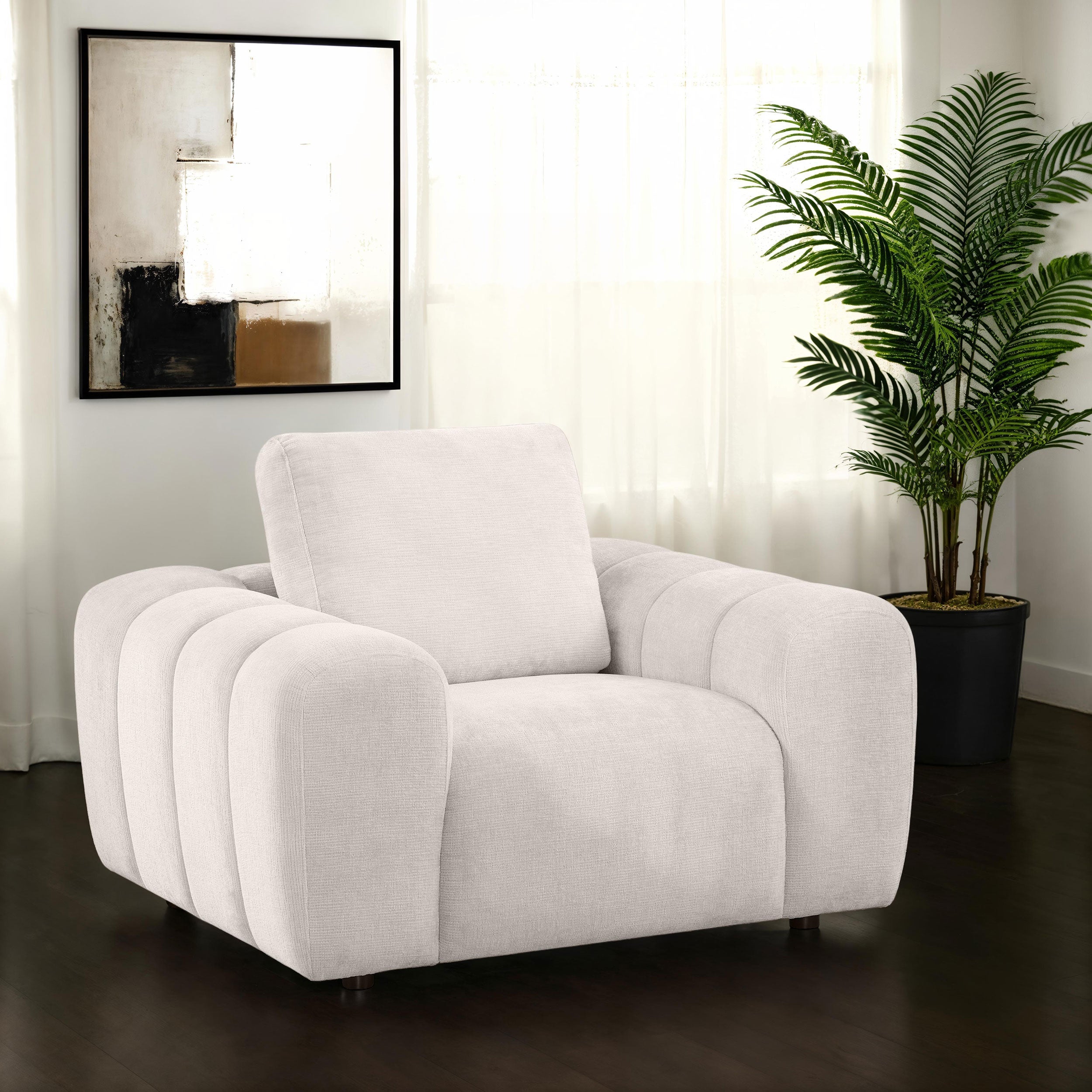 Burnett Chenille Upholstered Accent Chair Ivory-