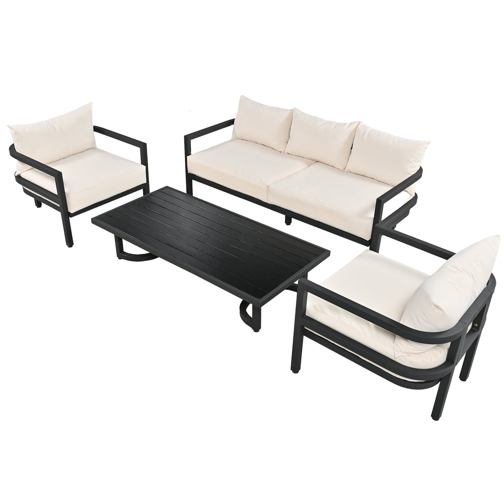 U_Style Multi-Person Outdoor Steel Sofa Set with Coffee Table