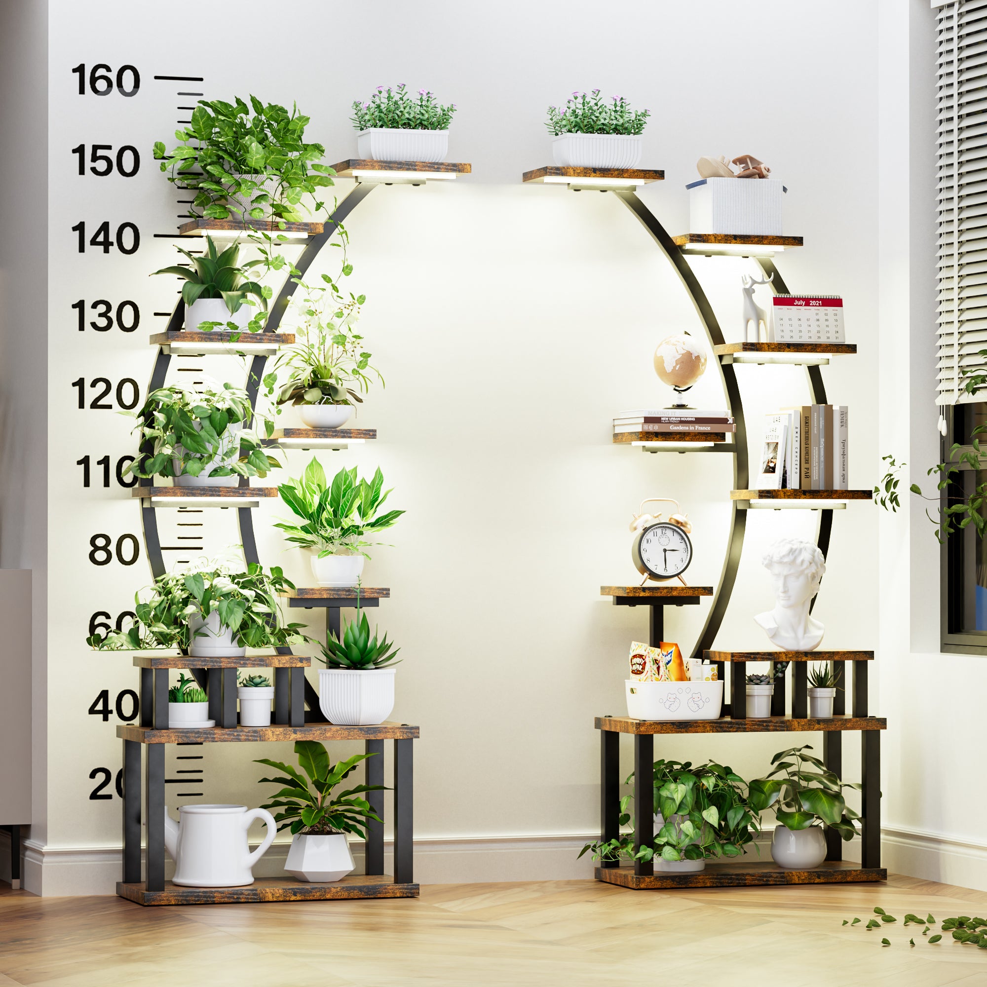 Indoor Plant Stand with Grow Lights - 63" Tall Metal Shelf
