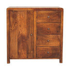 Solid Wood Aspen Cabinet, 2 Shelves, 4-Drawers