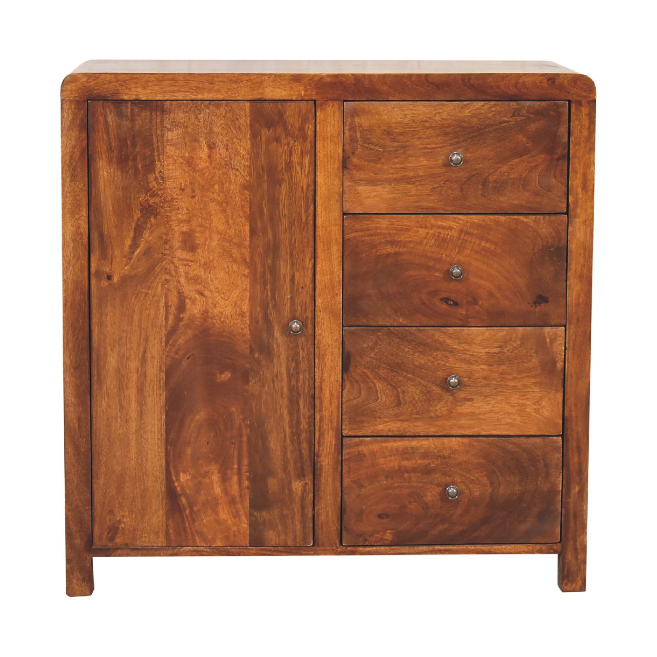Solid Wood Aspen Cabinet, 2 Shelves, 4-Drawers
