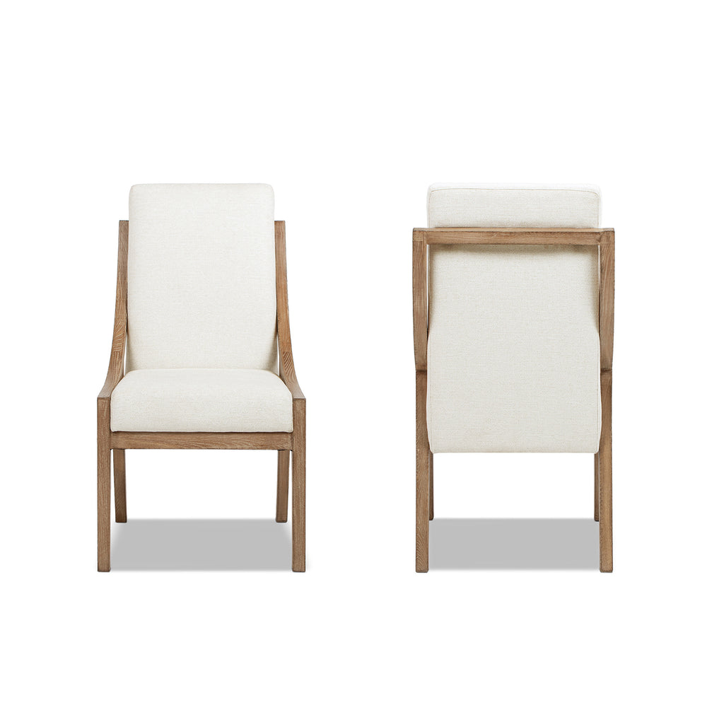 Lennox High-Back Upholstered Reclaimed Pine Wood Dining Chair Set