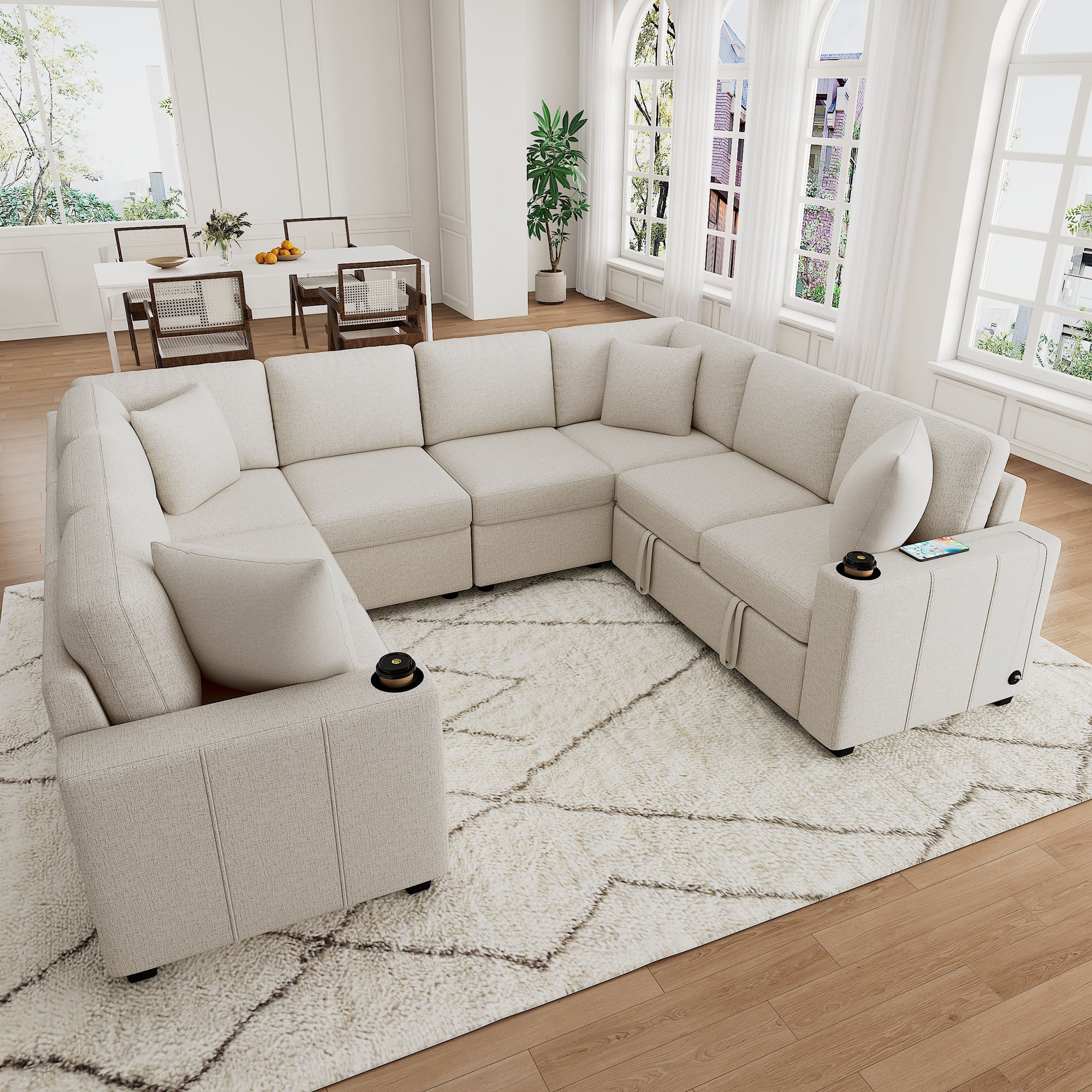 108.7" Sectional Sofa Convertible Pull-out Bed
