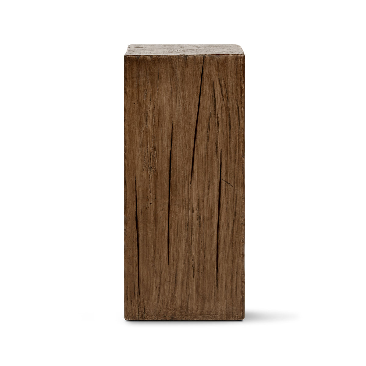 Umber Solid Reclaimed Pine Wood Side Table, 25.5-Inch, Brown