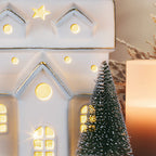 Lit Ceramic House With Trees