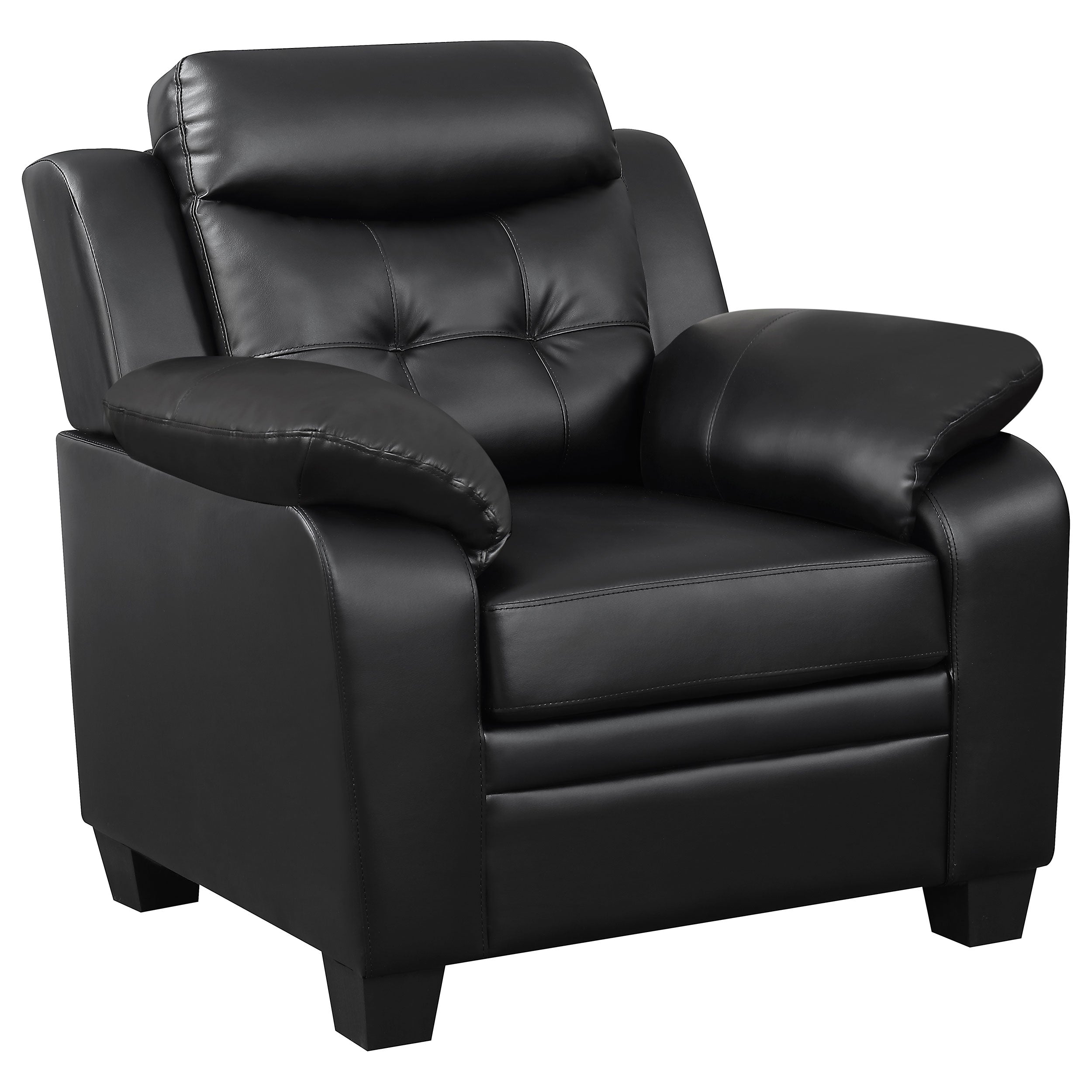 Finley Upholstered Padded Arm Tufted Accent Chair Black-CoasterEveryday