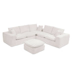 107'' Modern Boucle L-shaped Sectional Sofa with Moveable Ottoman