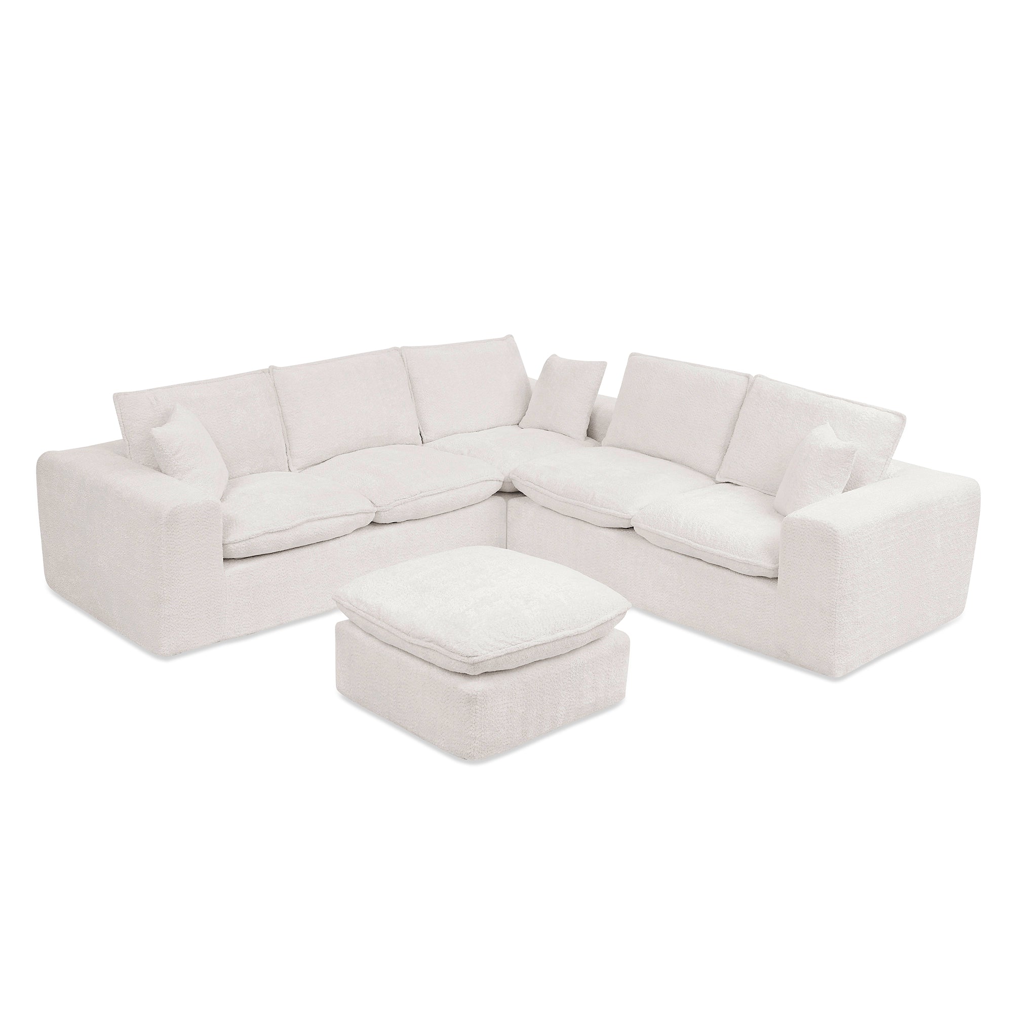 107'' Modern Boucle L-shaped Sectional Sofa with Moveable Ottoman