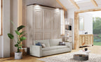 Queen Size Murphy Bed with Sofa and LED
