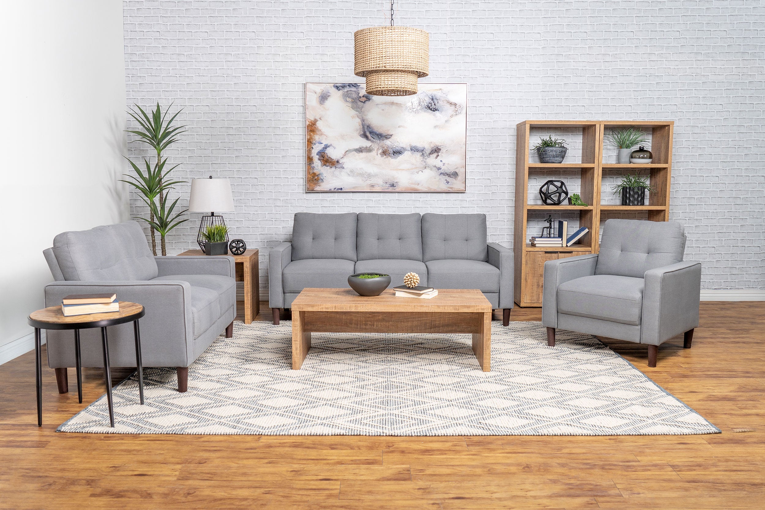 Bowen Upholstered Track Arm Tufted Accent Chair Grey-