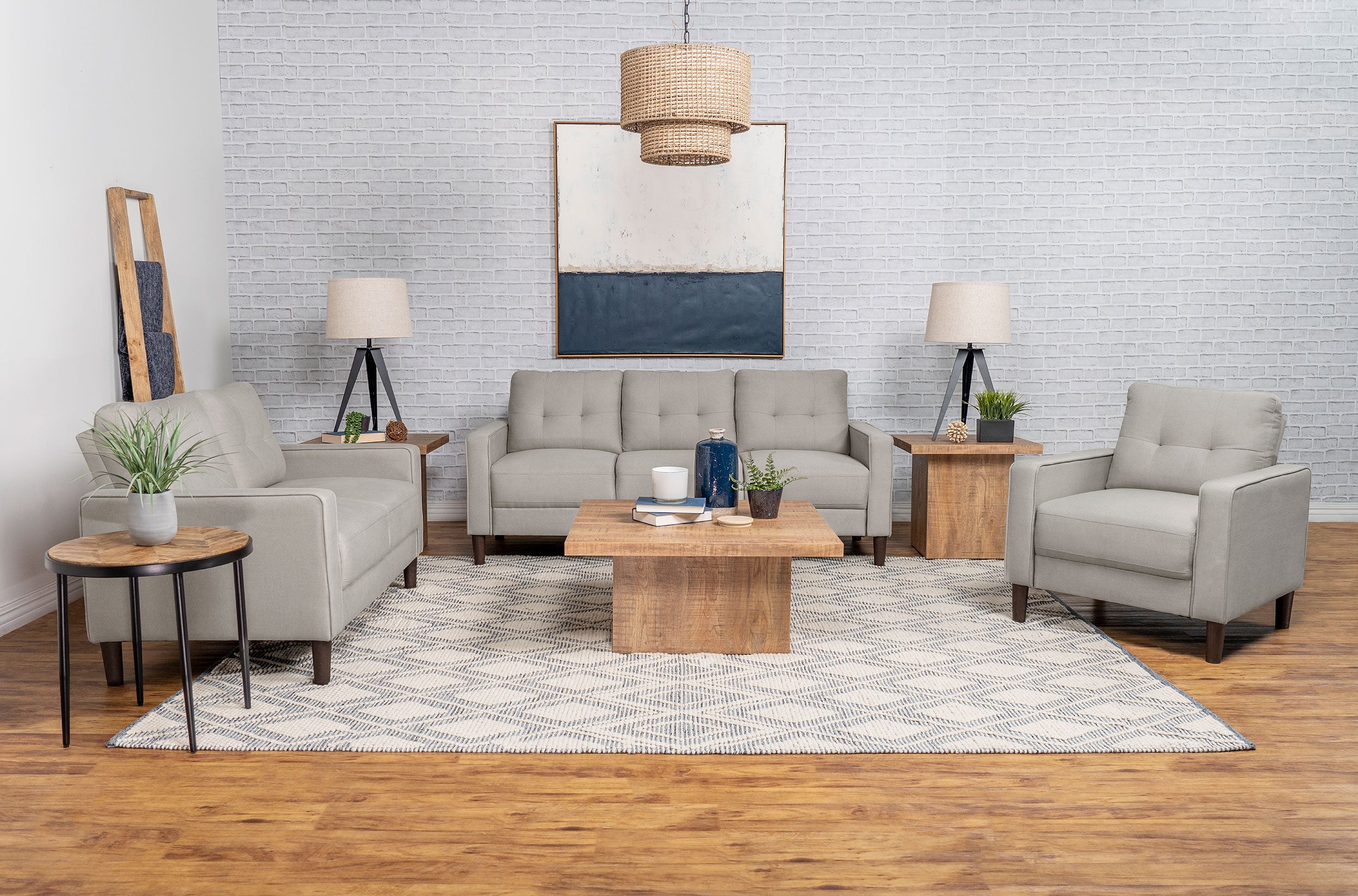 Bowen Upholstered Track Arm Tufted Loveseat Beige-