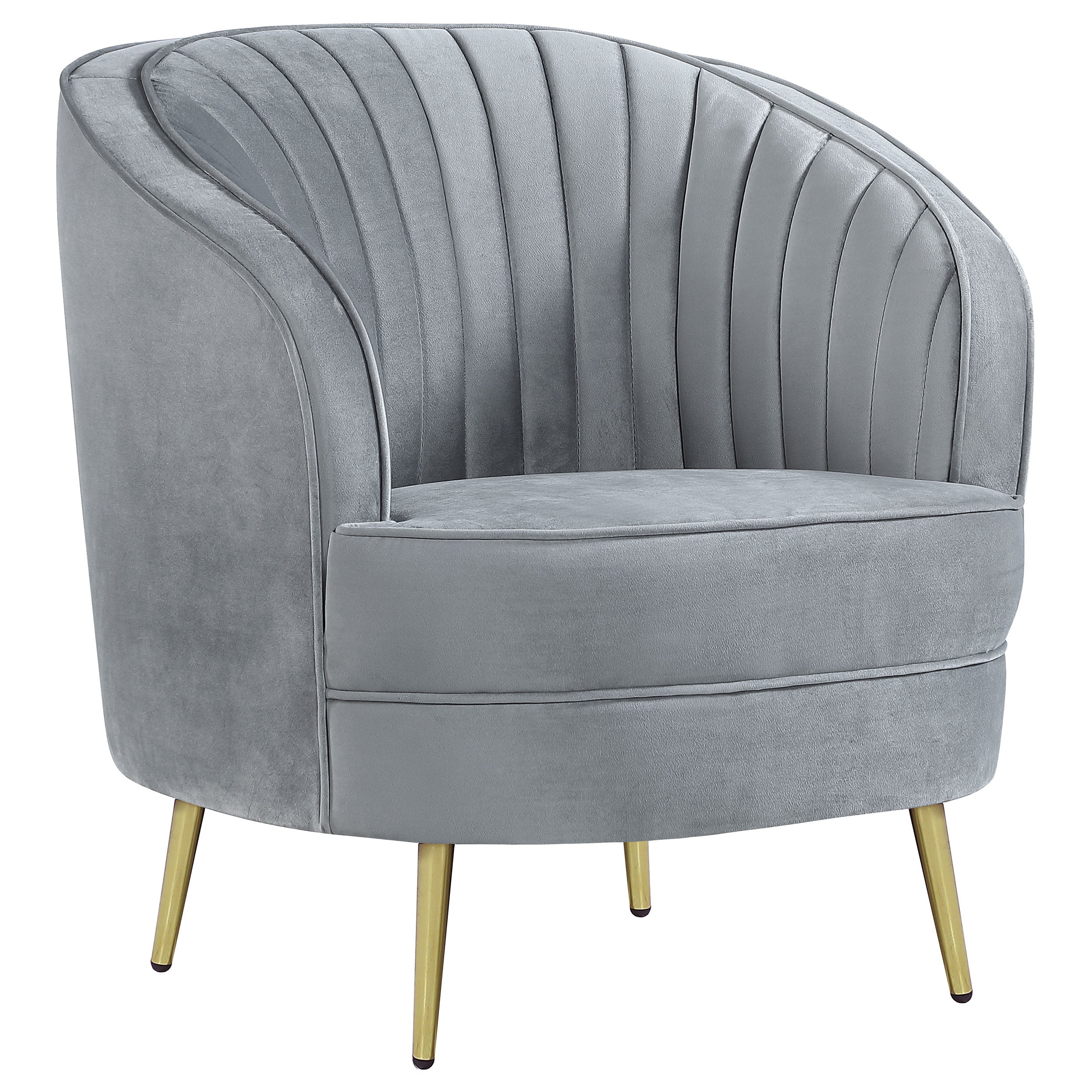 Sophia Upholstered Channel Tufted Barrel Accent Chair Grey-CoasterEssence