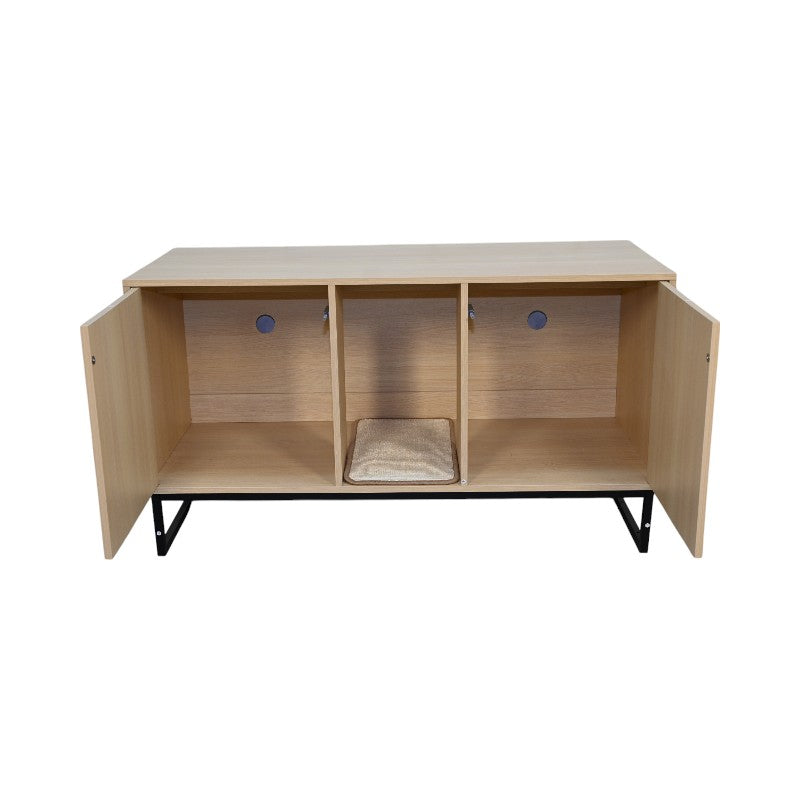 Modern Wooden Cat House with Scratching Mat