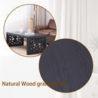 47.2" Solid Black Carved Wood Coffee Table