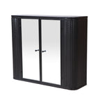 Black Wall-Mounted Bathroom Cabinet with Mirror