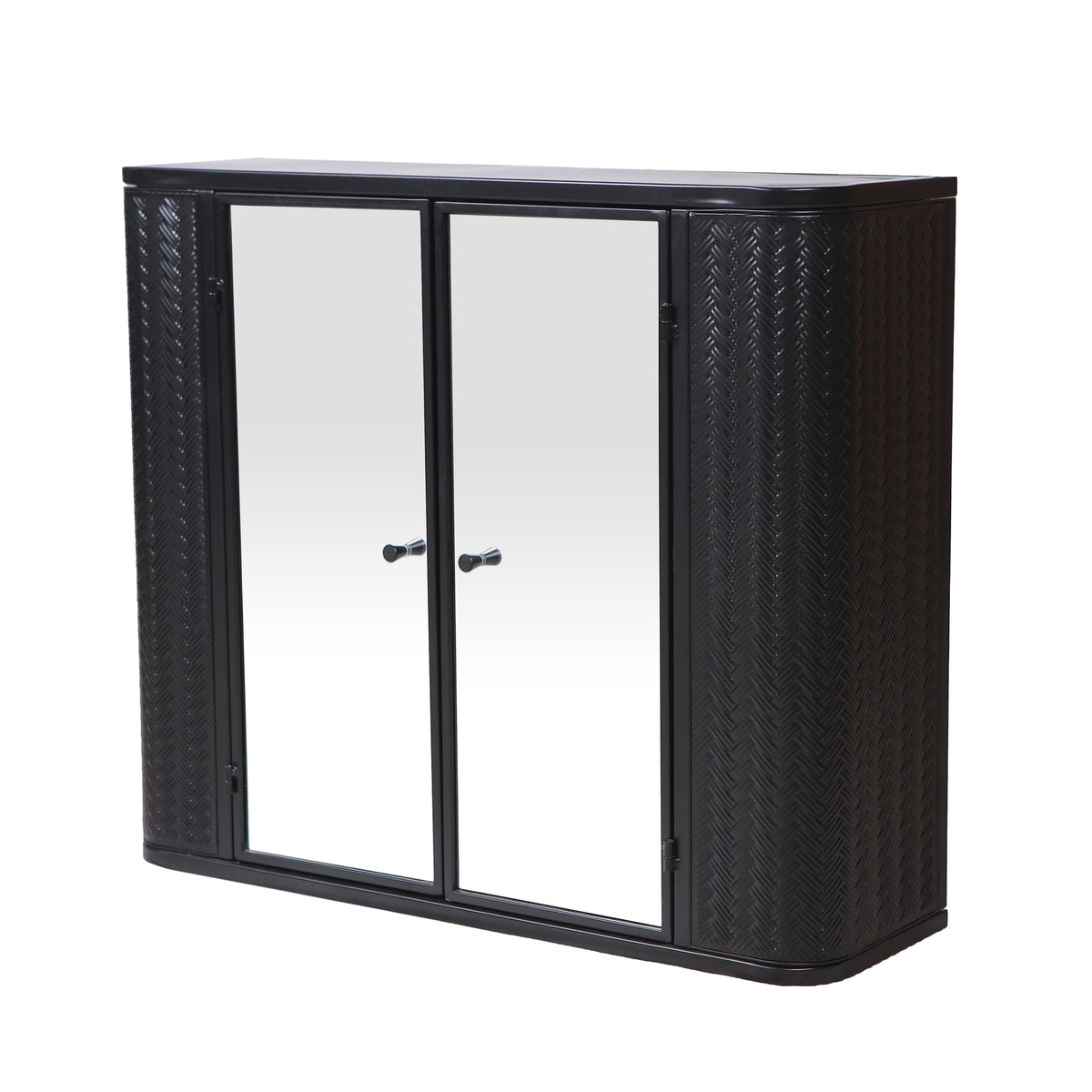 Black Wall-Mounted Bathroom Cabinet with Mirror