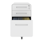 3-Drawer Wide Mobile File Cabinet with Lock