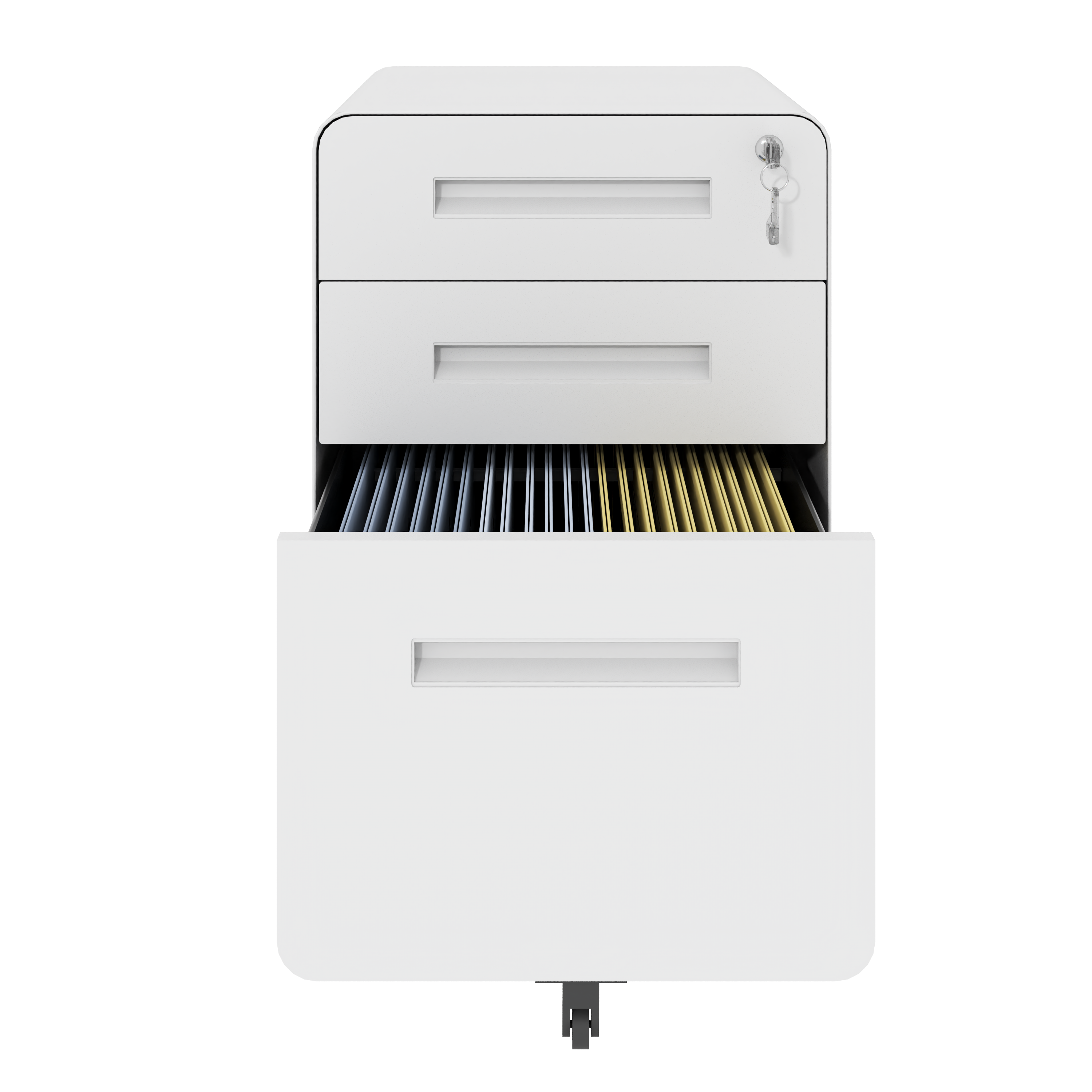 3-Drawer Wide Mobile File Cabinet with Lock
