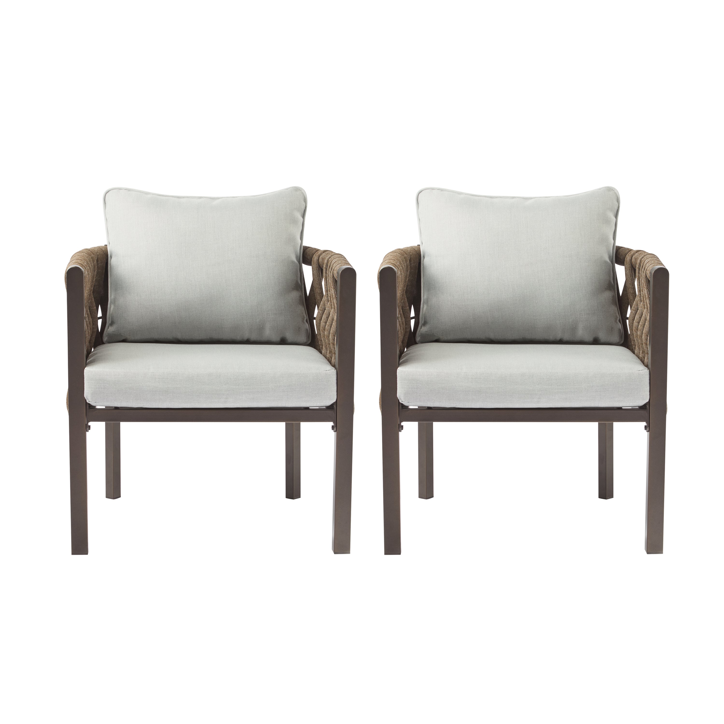 2-Pieces Outdoor Metal Patio Club Chair Set