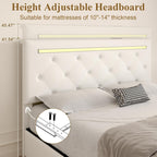 Queen Size Bed Frame with LED Light and 4 Storage Drawers