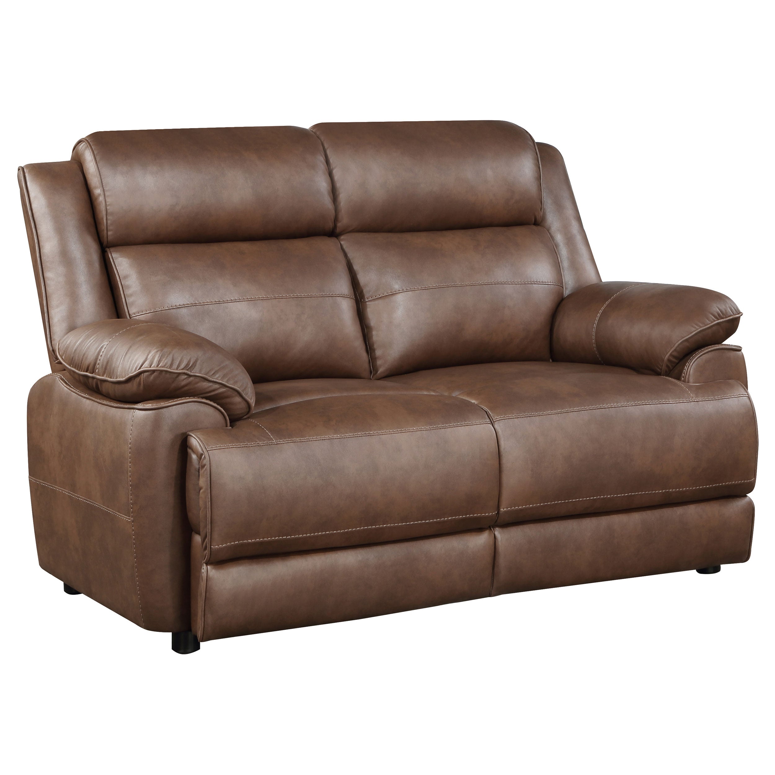 Ellington Upholstered Padded Arm Loveseat Dark Brown-