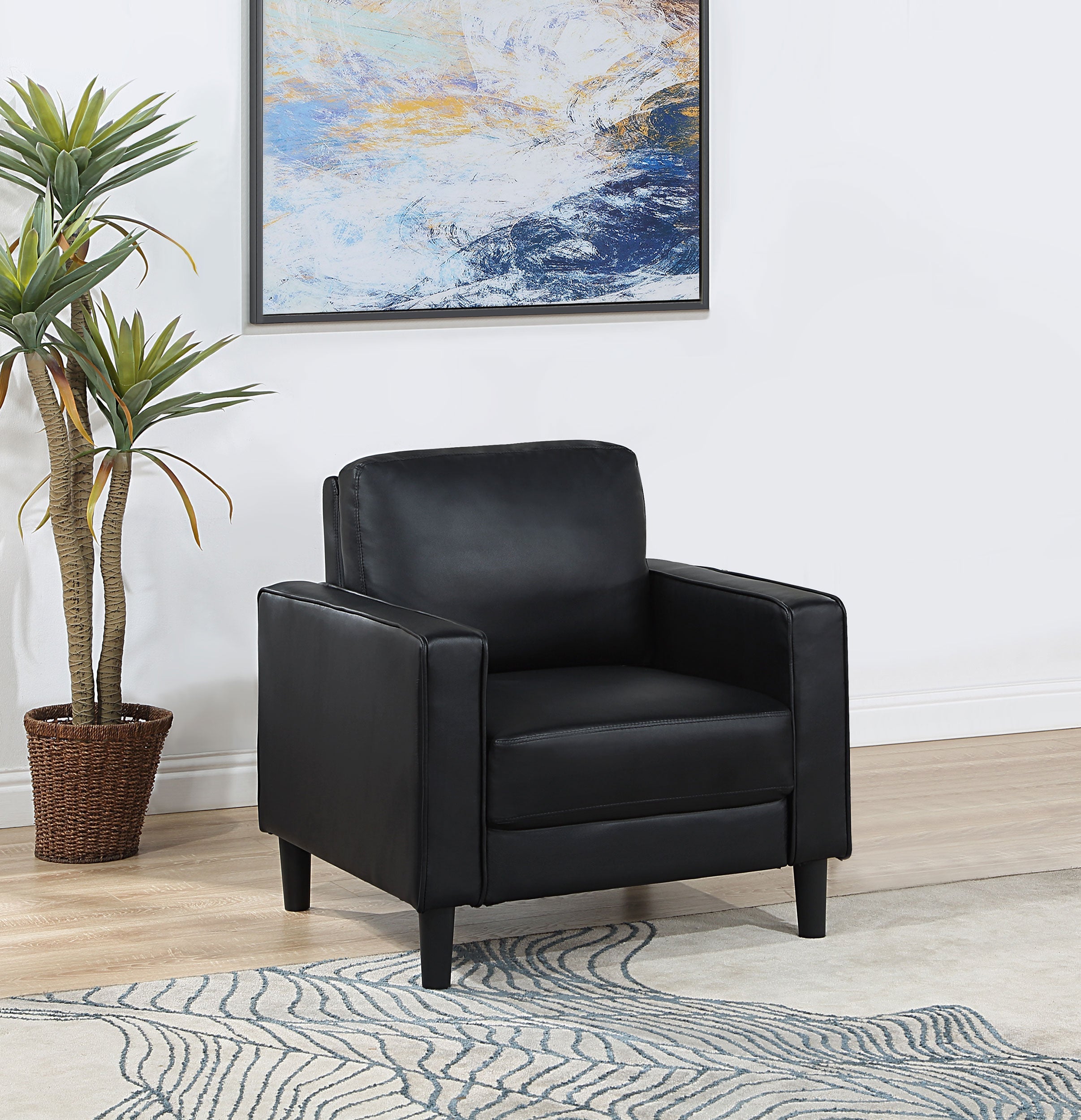 Ruth Upholstered Track Arm Accent Chair Black-