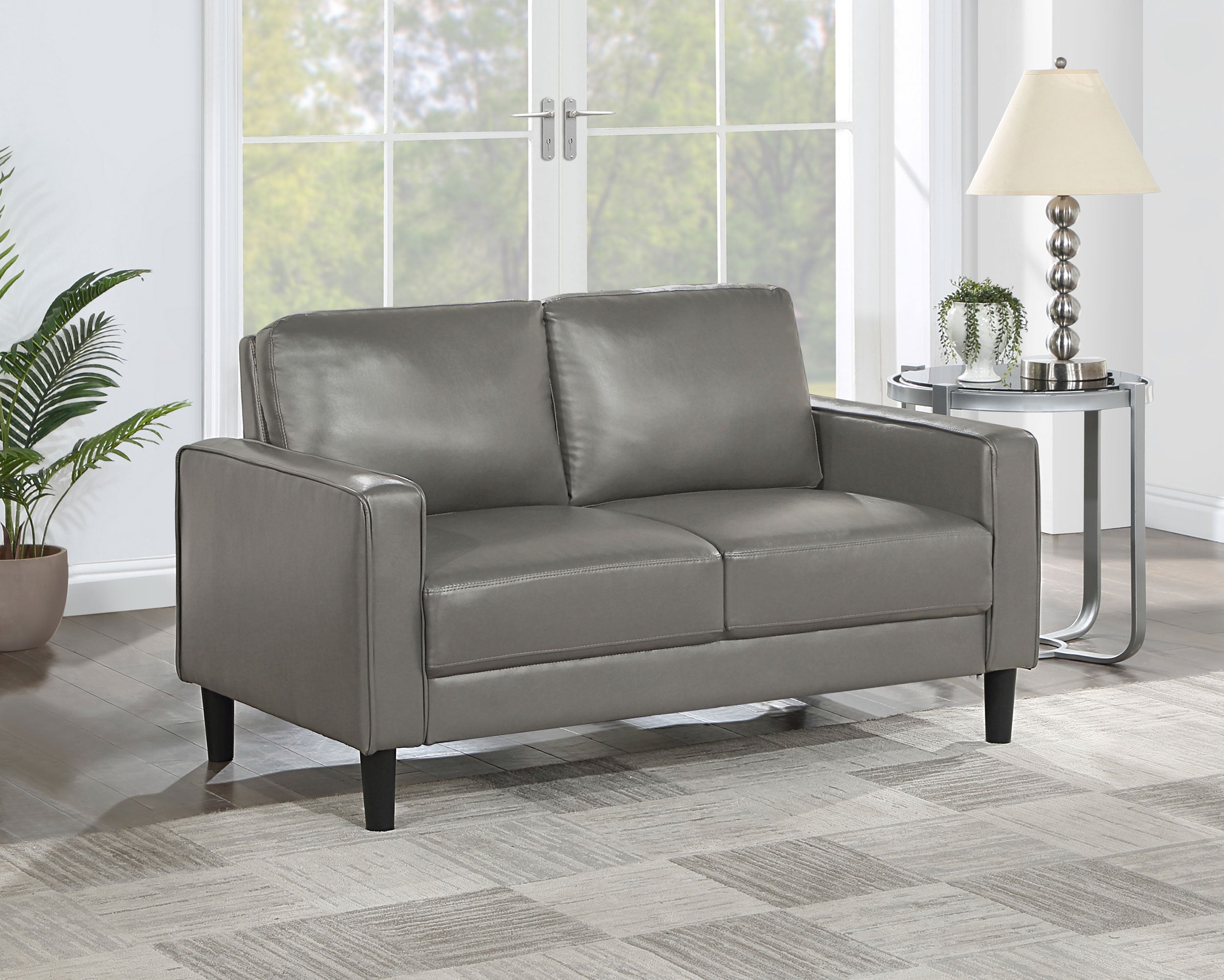 Ruth Upholstered Track Arm Loveseat Grey-