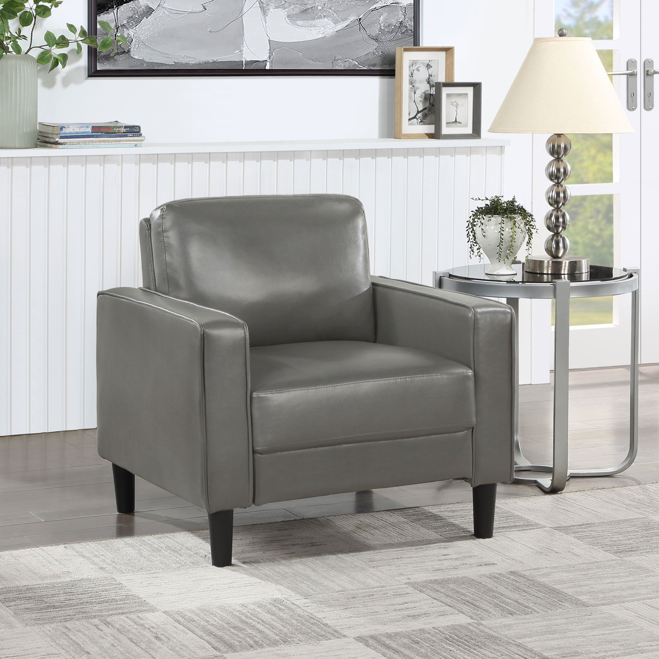 Ruth Upholstered Track Arm Accent Chair Grey-