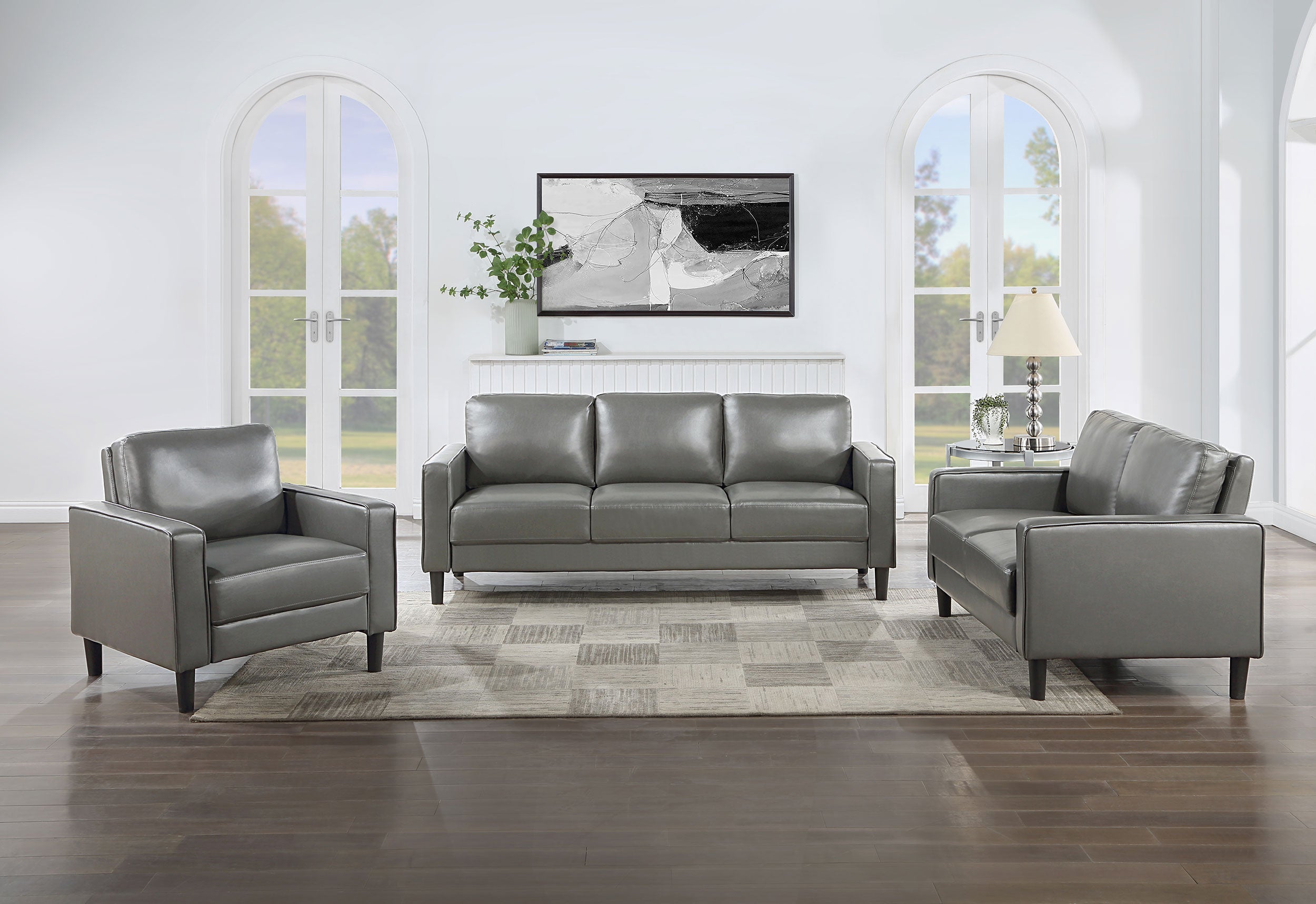 Ruth Upholstered Track Arm Accent Chair Grey-