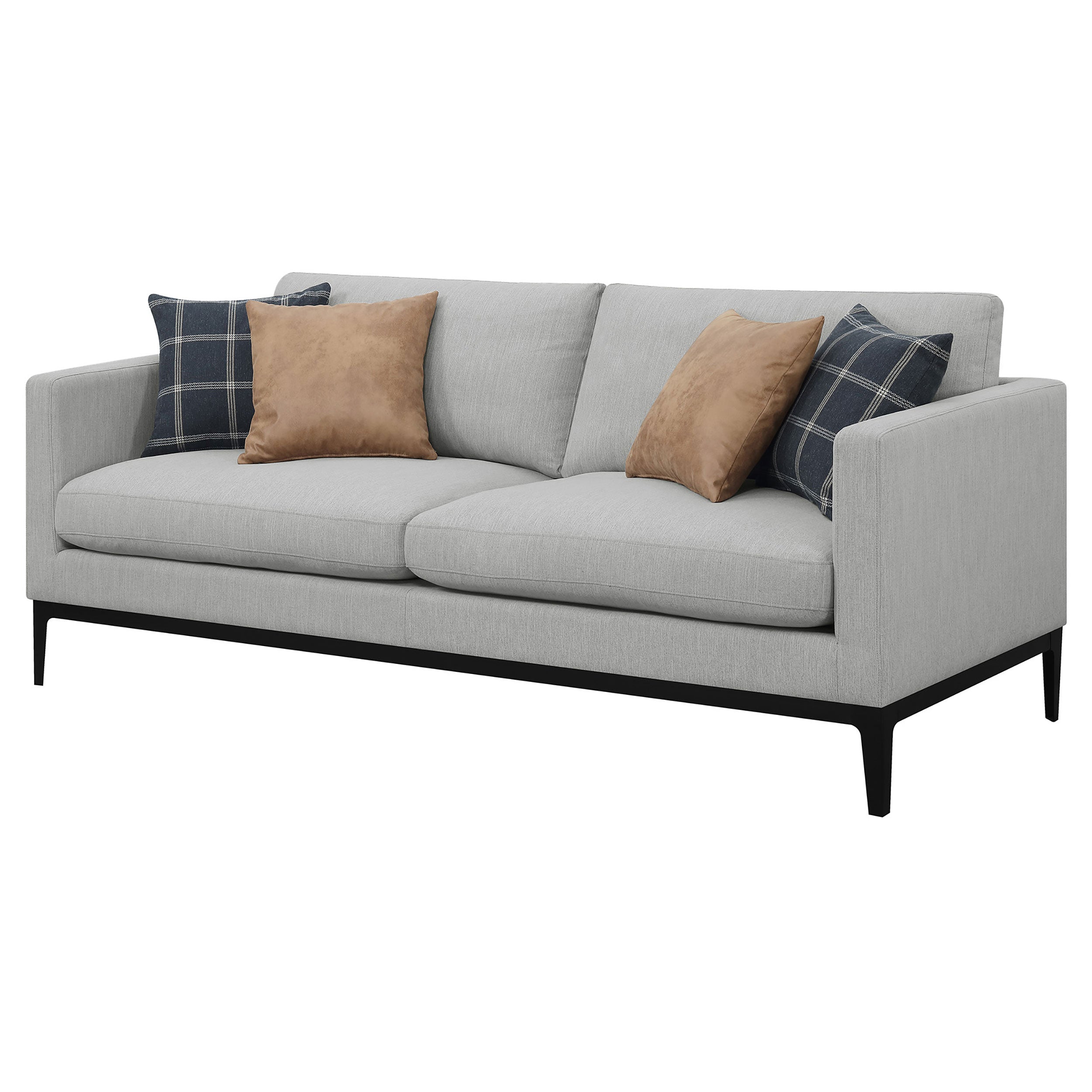 Apperson Upholstered Track Arm Sofa Light Grey-CoasterElevations