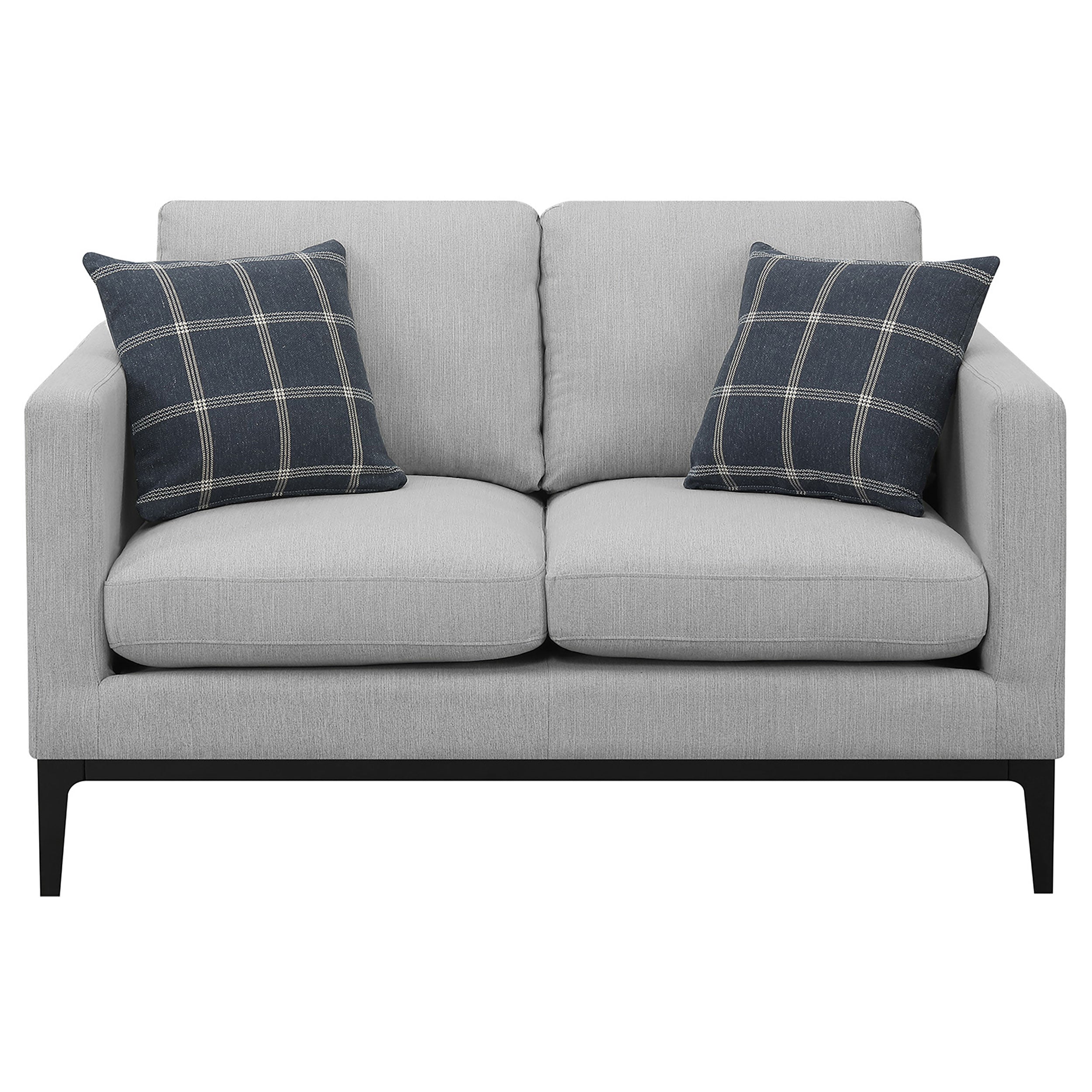 Apperson Upholstered Track Arm Loveseat Light Grey-CoasterElevations