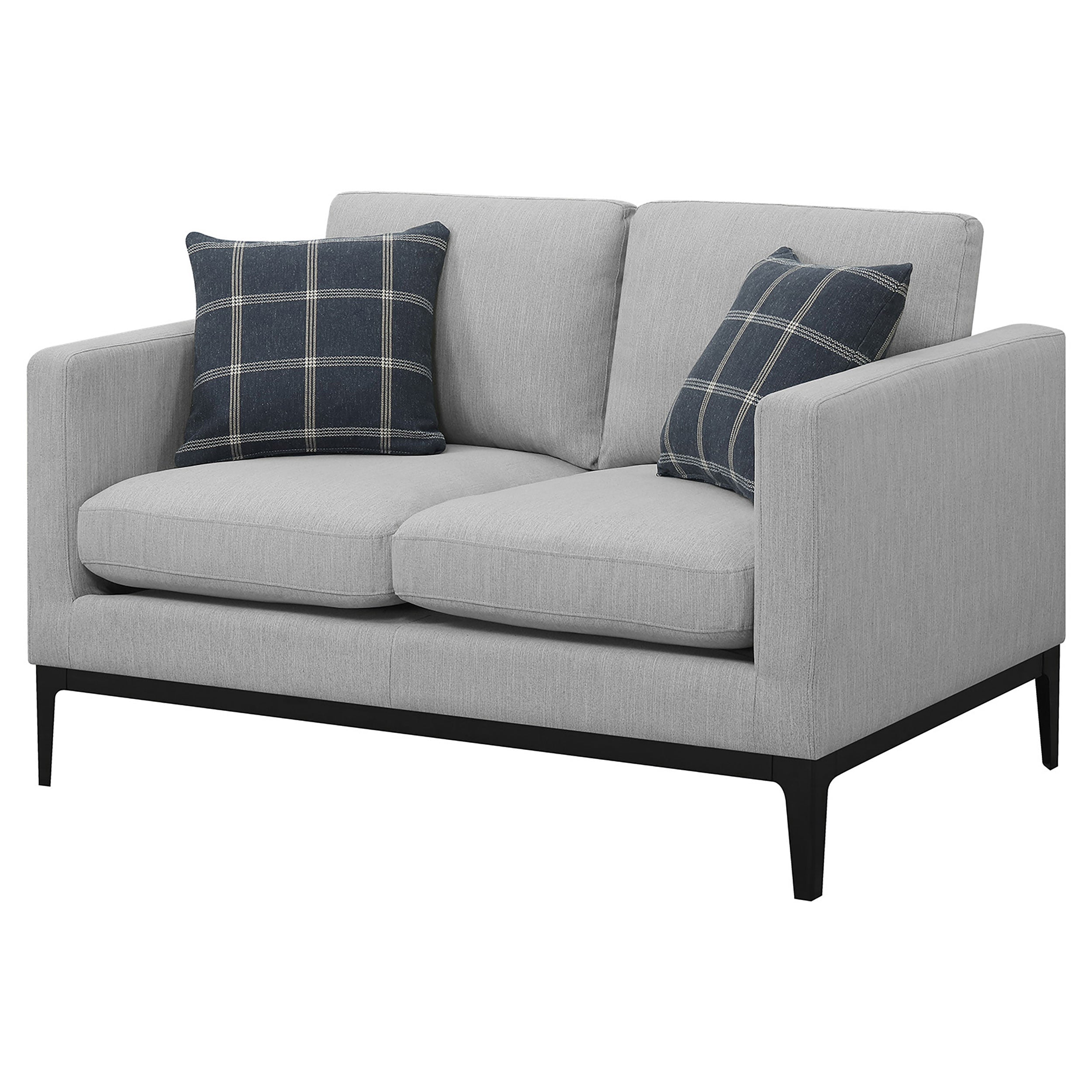 Apperson Upholstered Track Arm Loveseat Light Grey-CoasterElevations