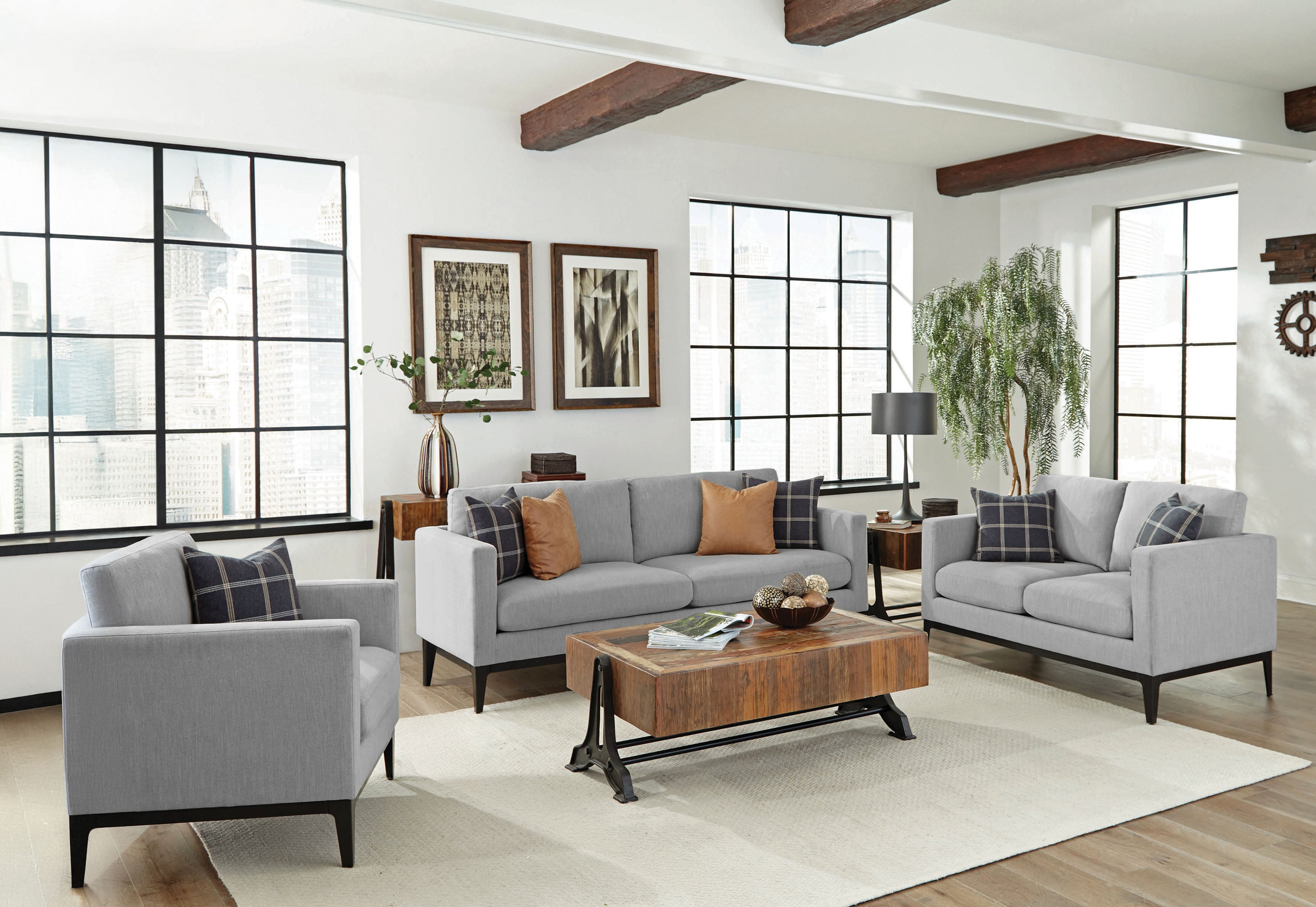Apperson Upholstered Track Arm Accent Chair Light Grey-CoasterElevations