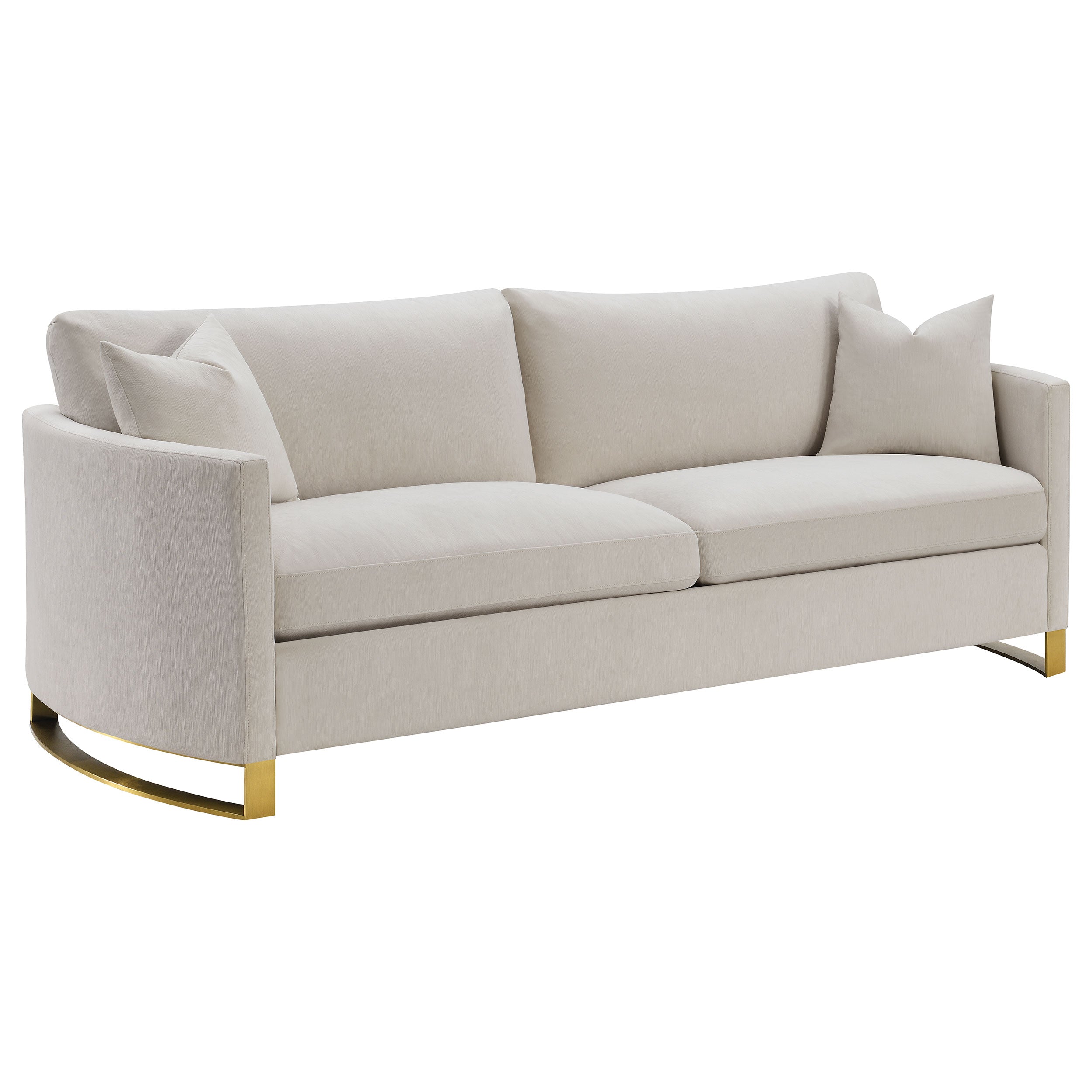 Corliss Upholstered Curved Track Arm Sofa Beige-CoasterElevations