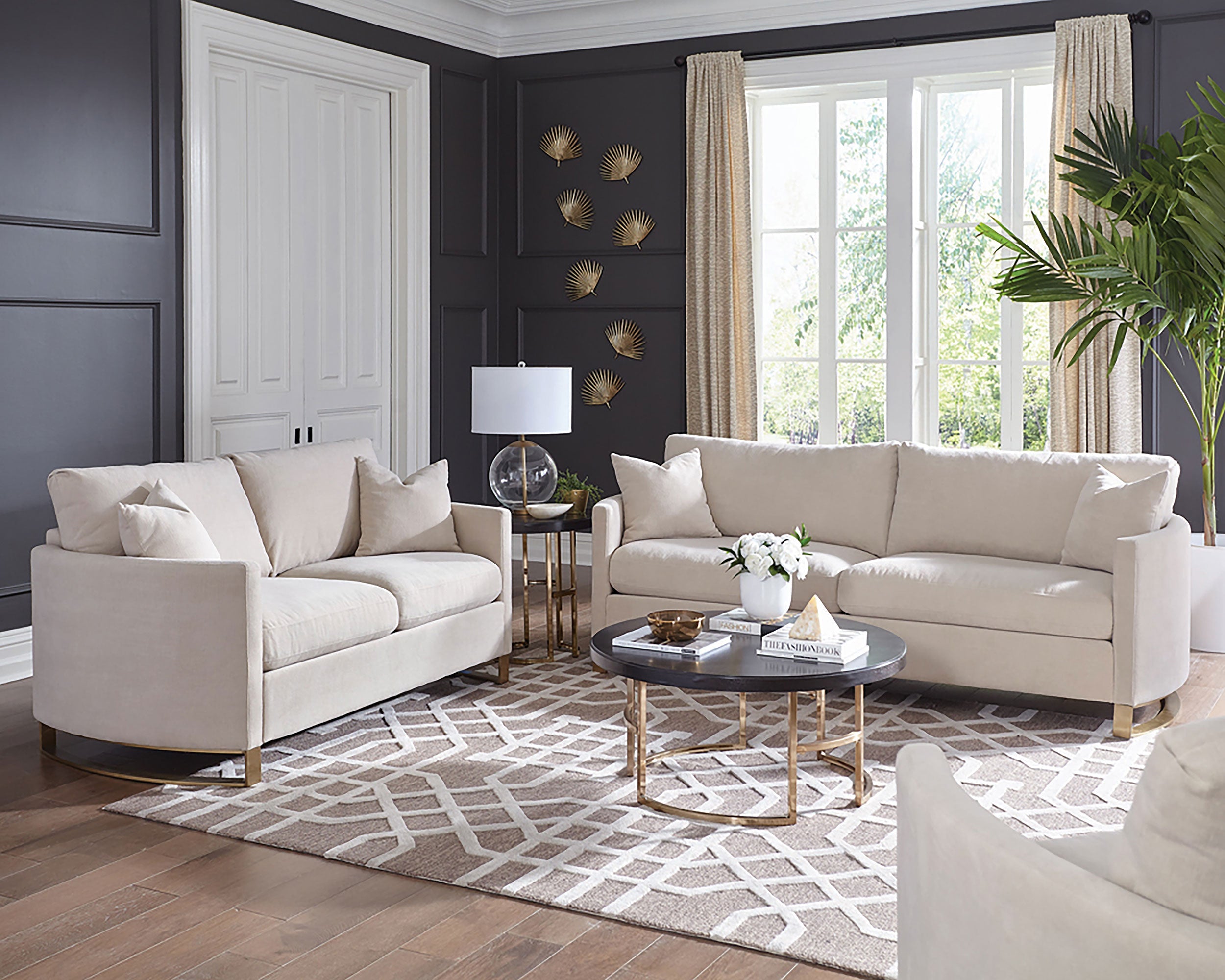 Corliss Upholstered Curved Track Arm Sofa Beige-CoasterElevations
