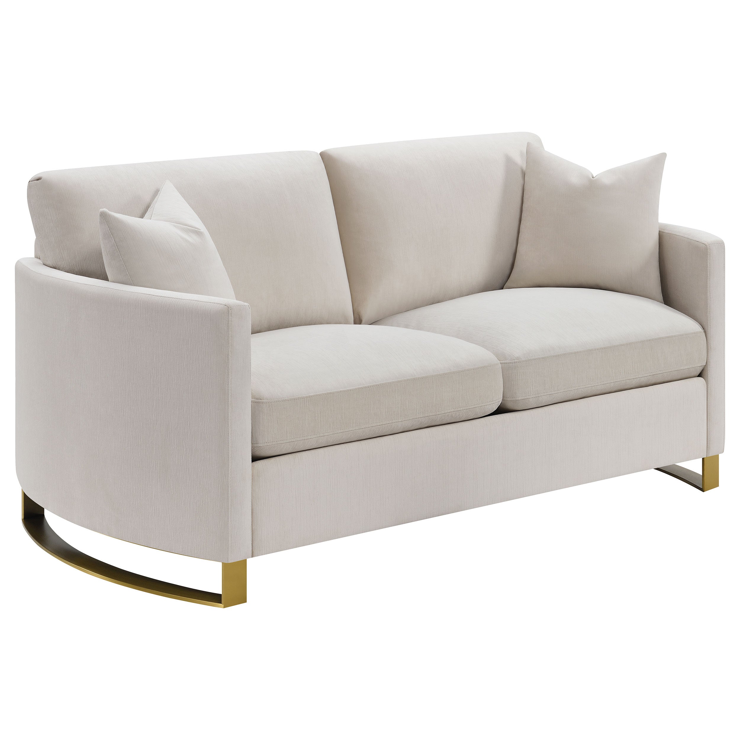Corliss Upholstered Curved Track Arm Loveseat Beige-CoasterElevations