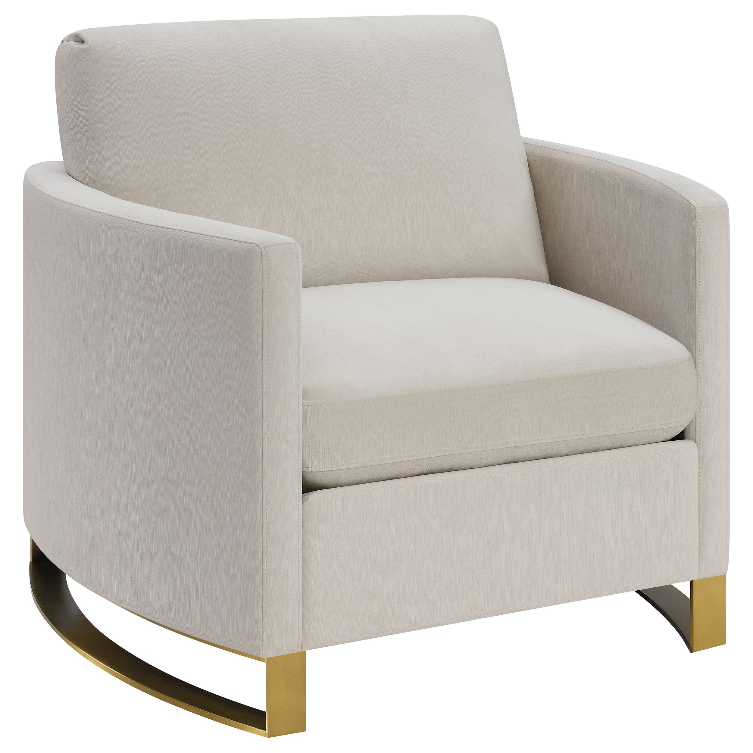 Corliss Upholstered Curved Track Arm Chair Beige-CoasterElevations