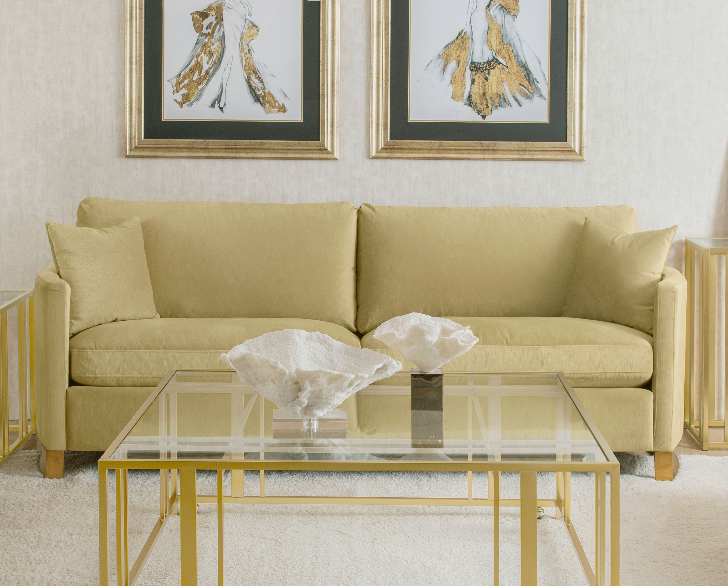 Corliss Upholstered Curved Track Arm Sofa Camel-