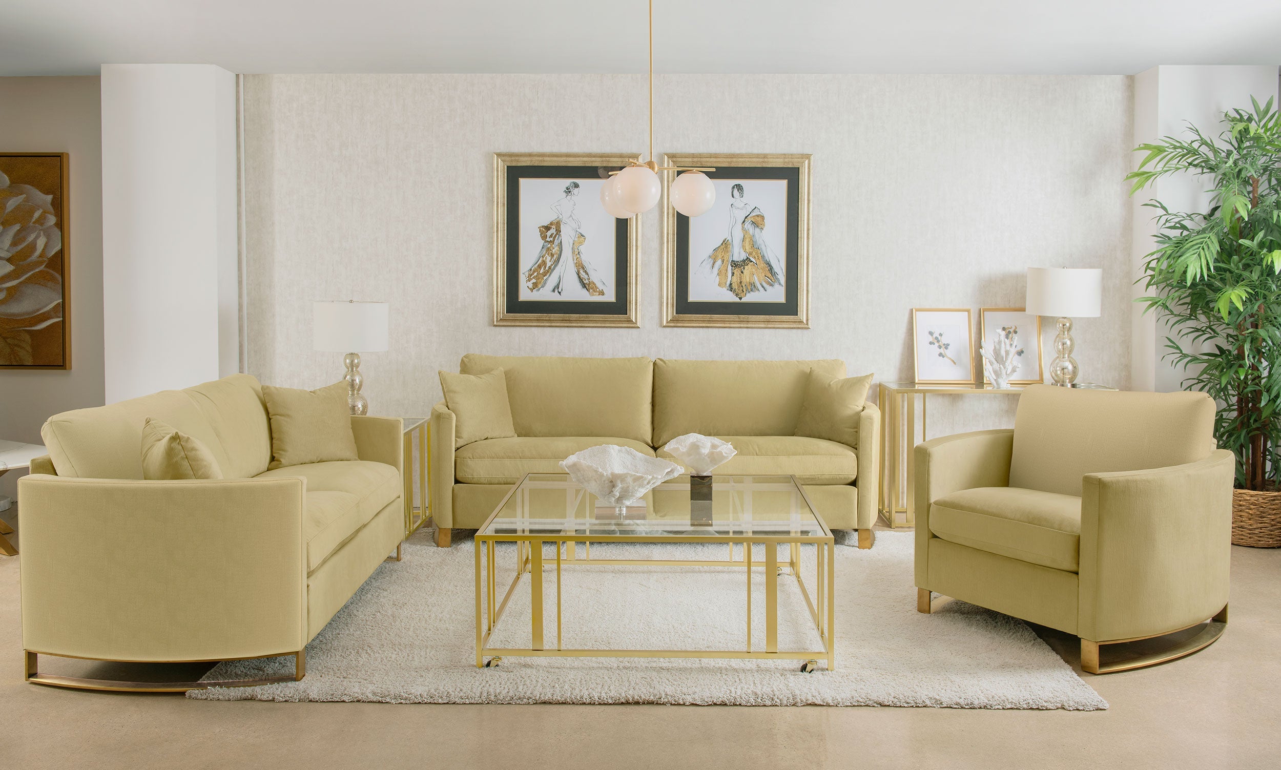 Corliss Upholstered Curved Track Arm Sofa Camel-