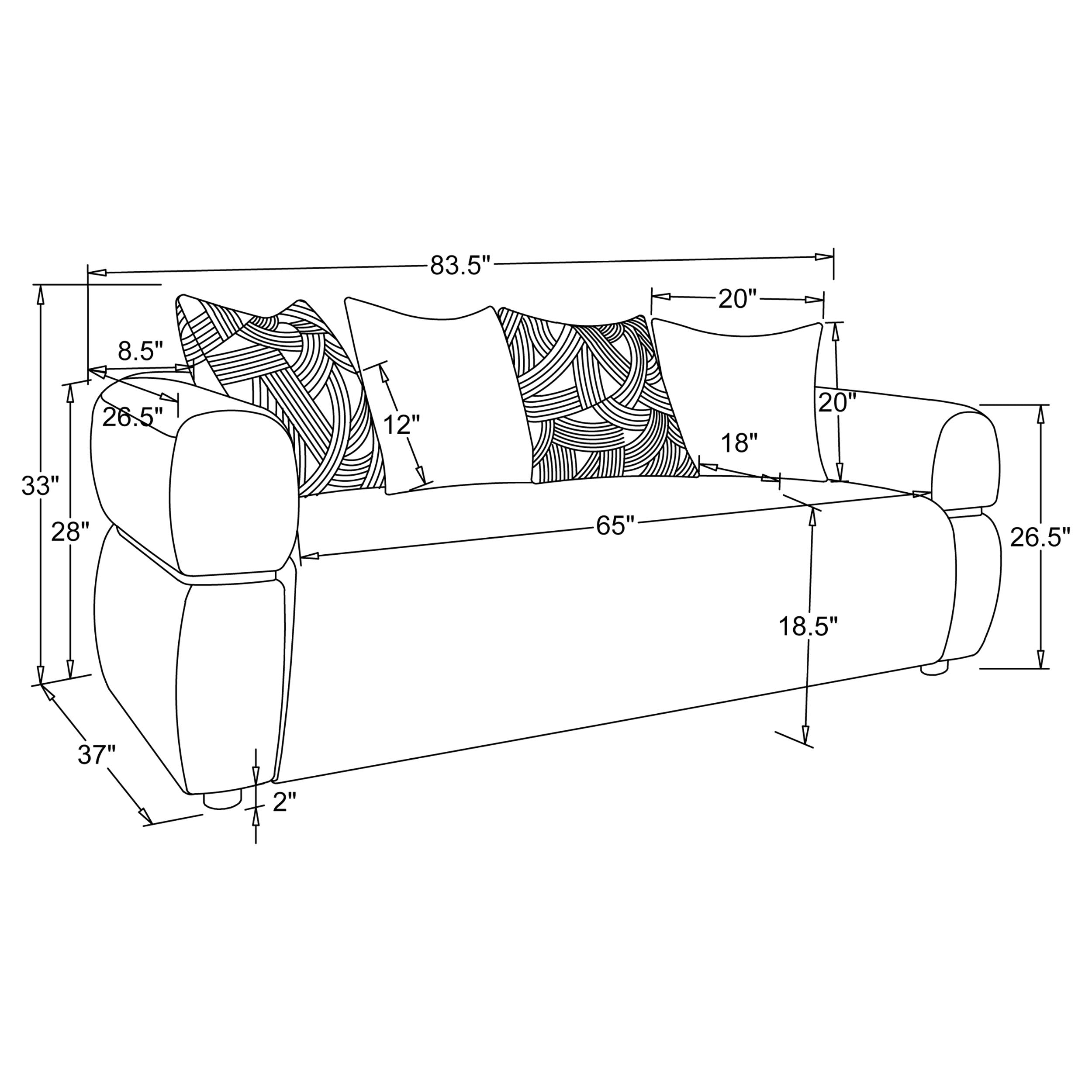 Jeanette 84-inch Fabric Upholstered Round Arm Sofa Beige-