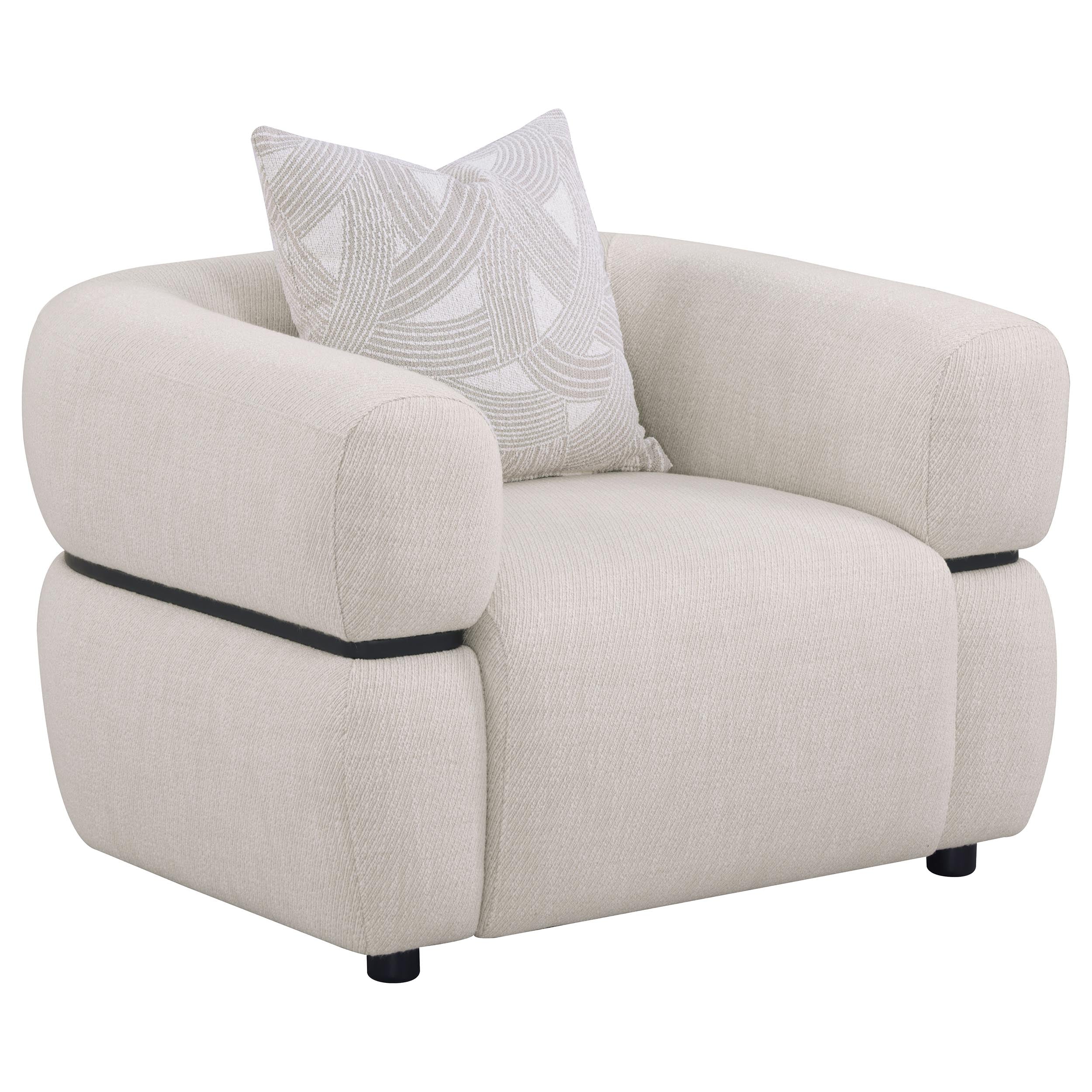 Jeanette Fabric Upholstered Round Arm Accent Chair Beige-