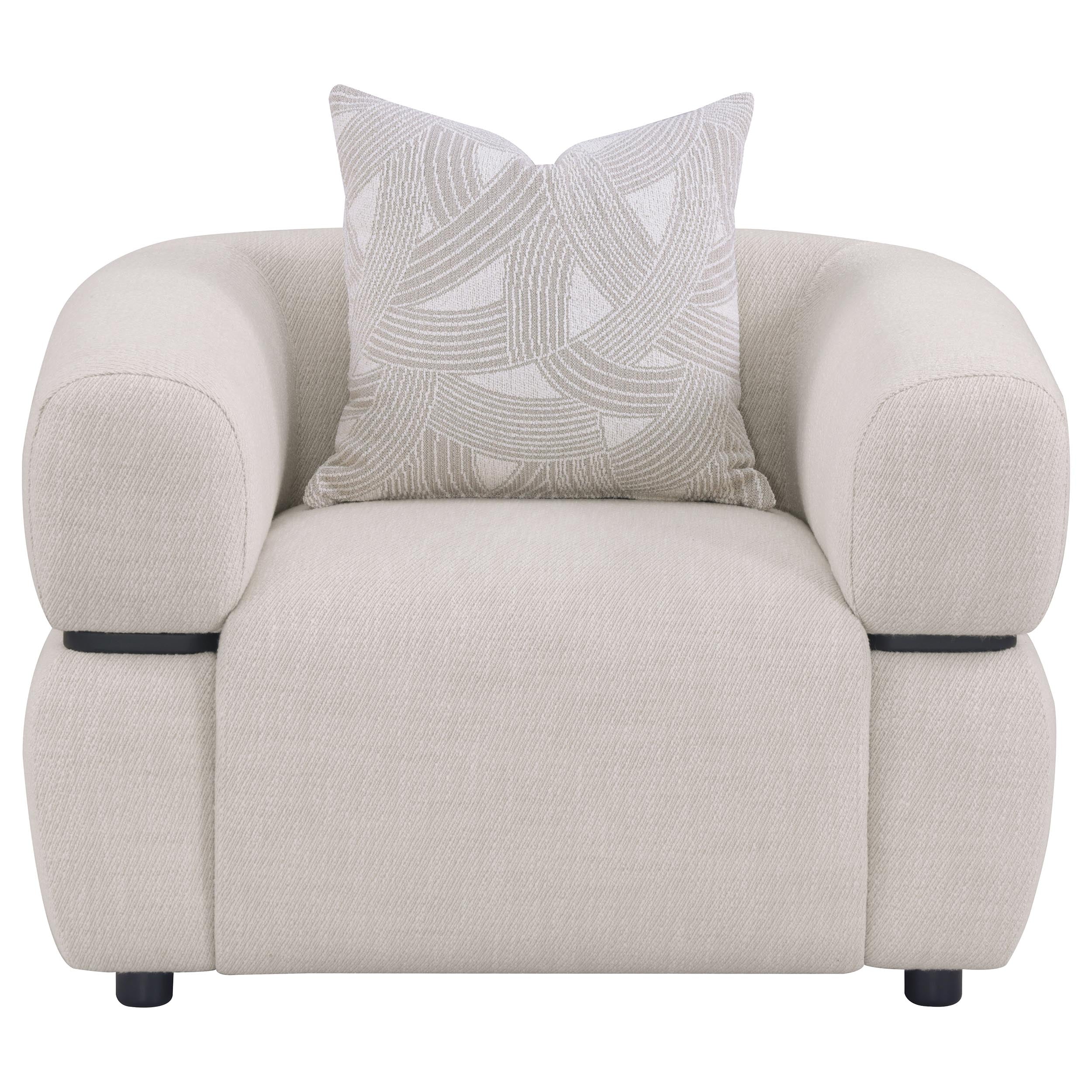 Jeanette Fabric Upholstered Round Arm Accent Chair Beige-