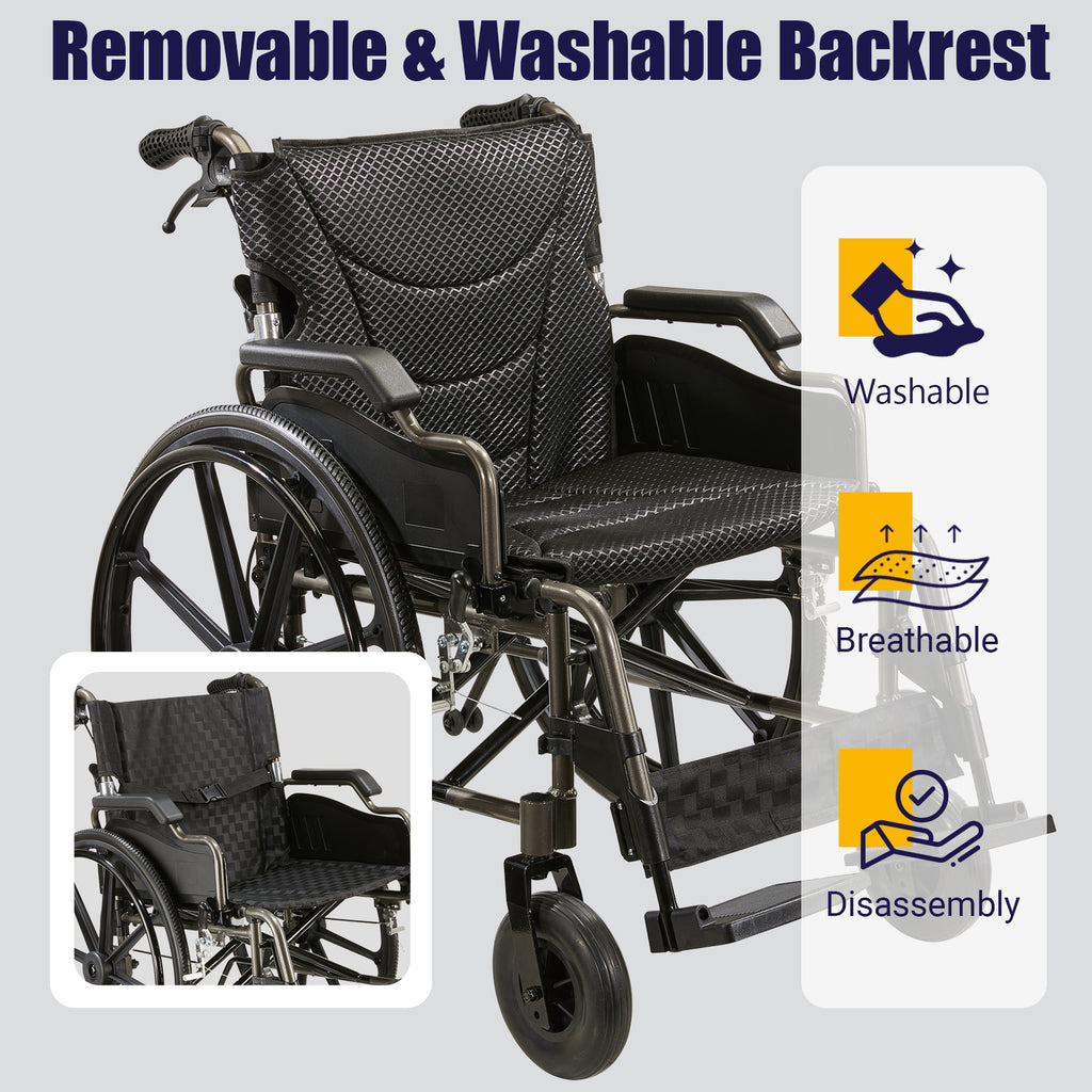 Aluminum Alloy Transport Wheelchair with 18" Seats