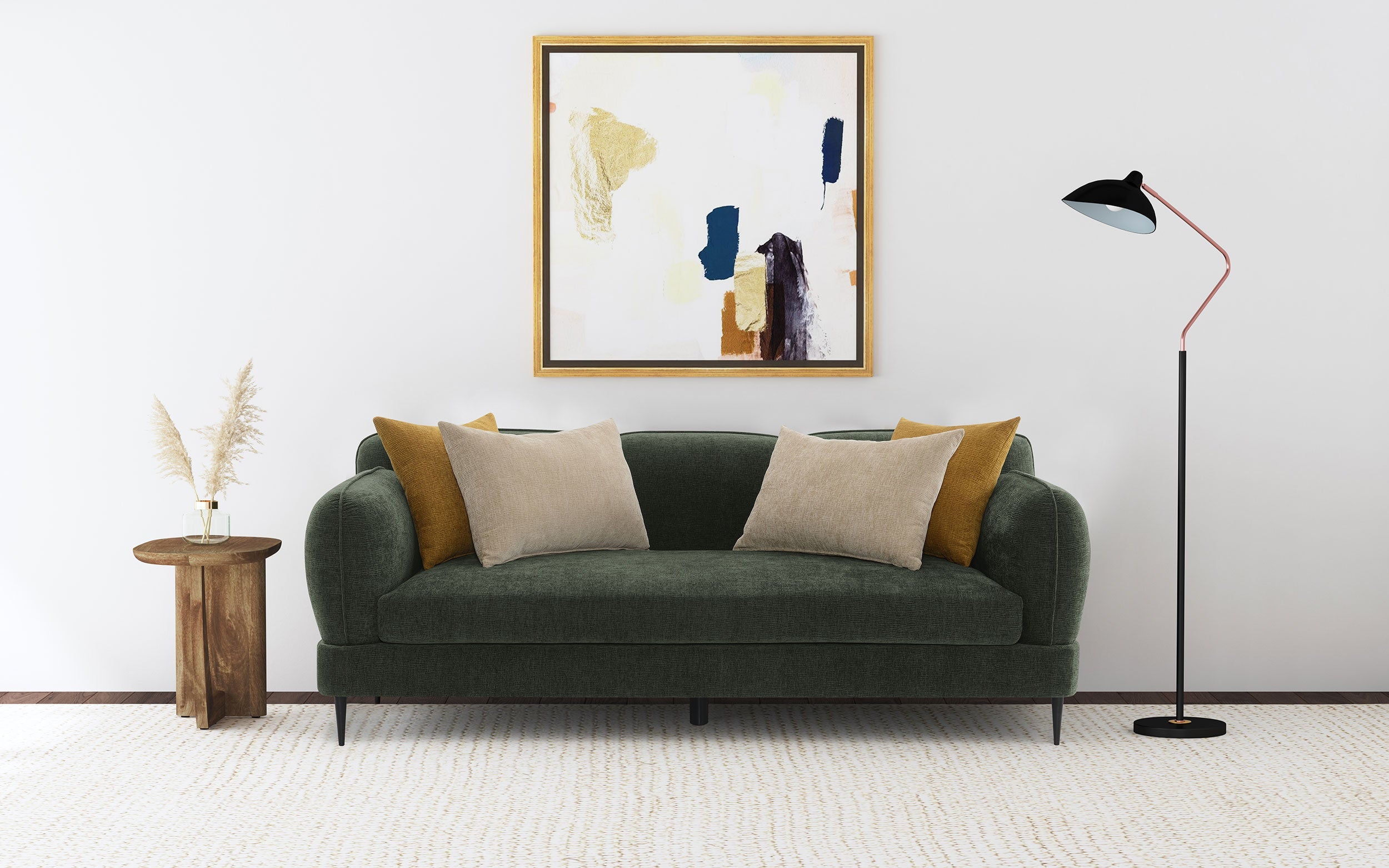 Jade Chenille Upholstered Modern Track Arm Sofa Green-
