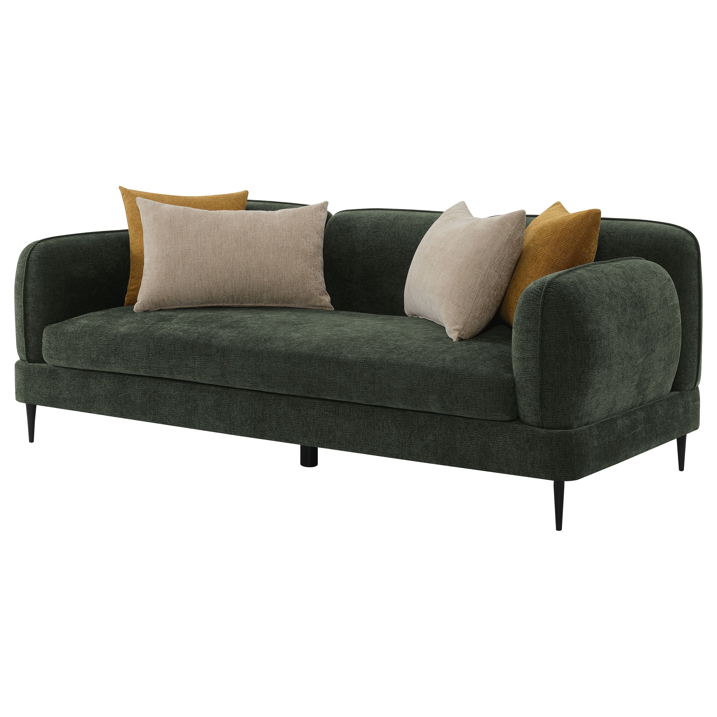 Jade Chenille Upholstered Modern Track Arm Sofa Green-