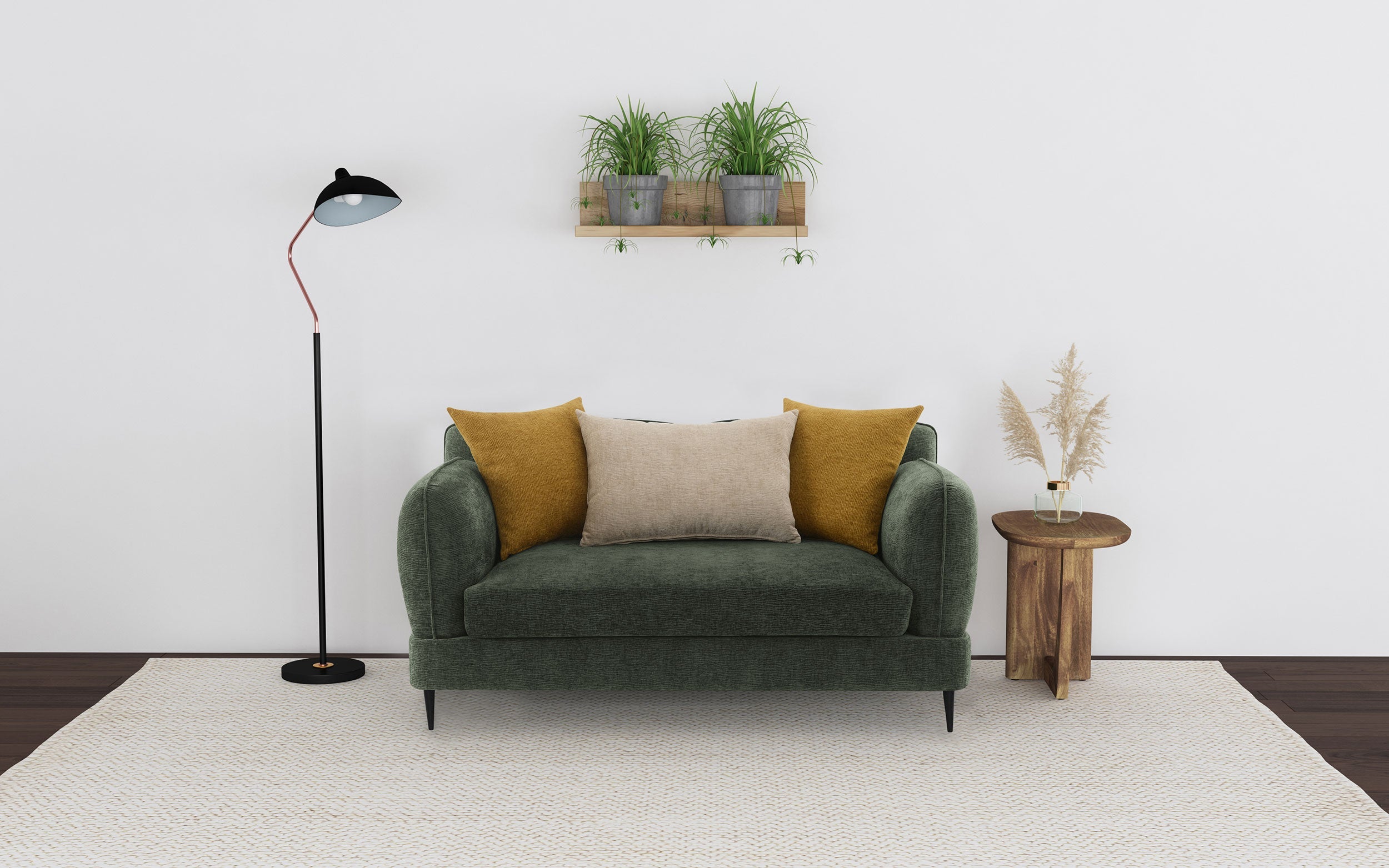 Jade Chenille Upholstered Modern Track Arm Loveseat Green-