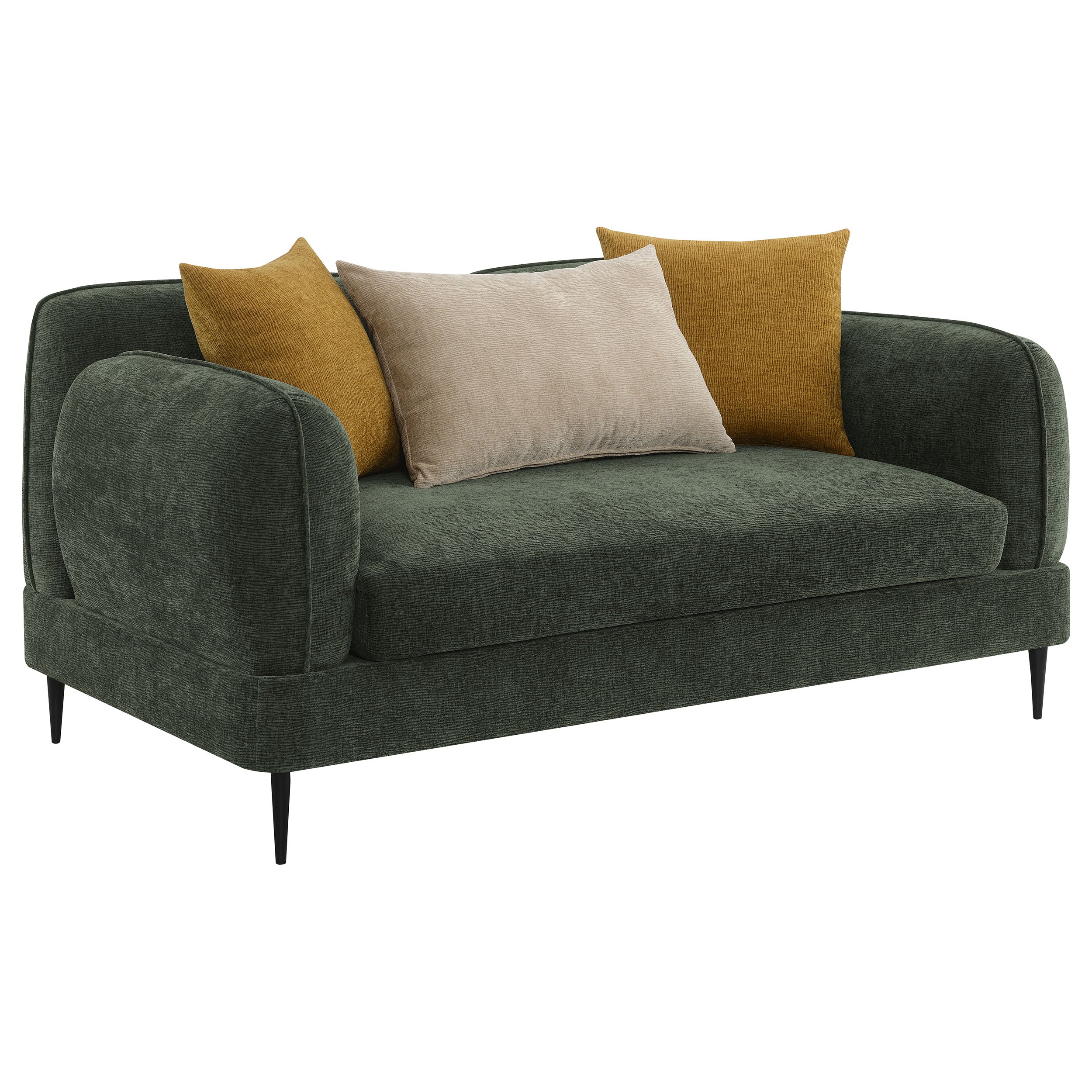 Jade Chenille Upholstered Modern Track Arm Loveseat Green-