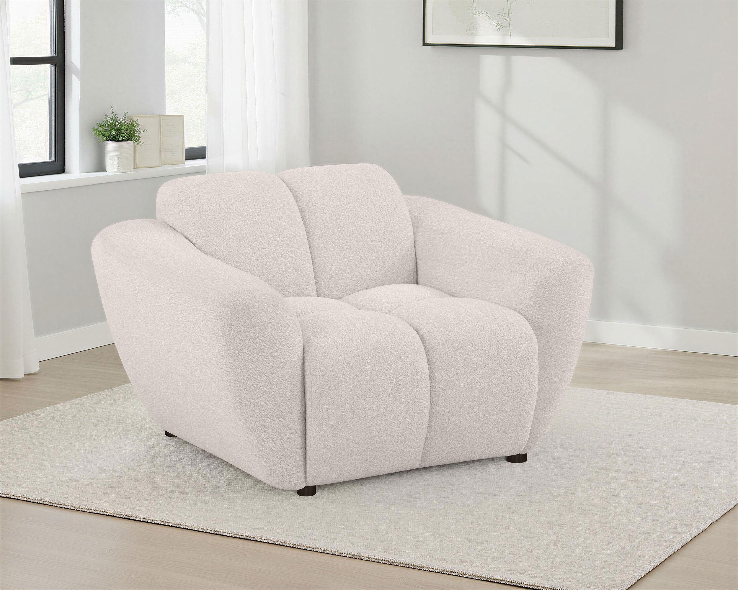Destino Chenille Upholstered Splayed Arm Accent Chair Greige-