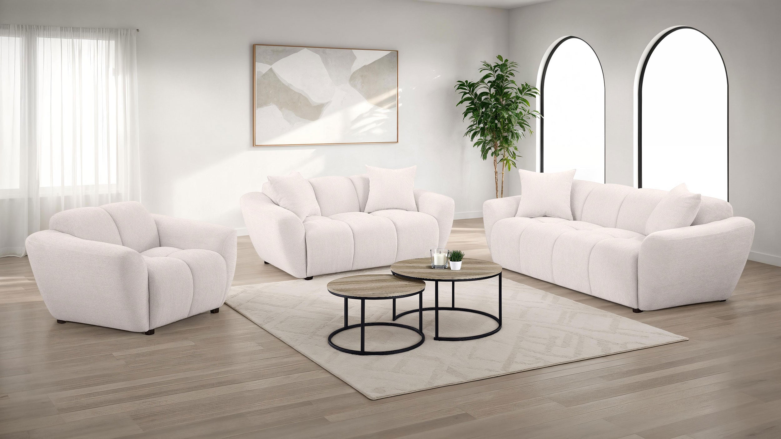 Destino Chenille Upholstered Splayed Arm Accent Chair Greige-